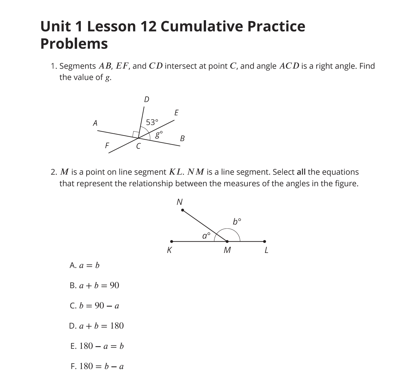 Solve the problems down below Unit 1 Lesson 12