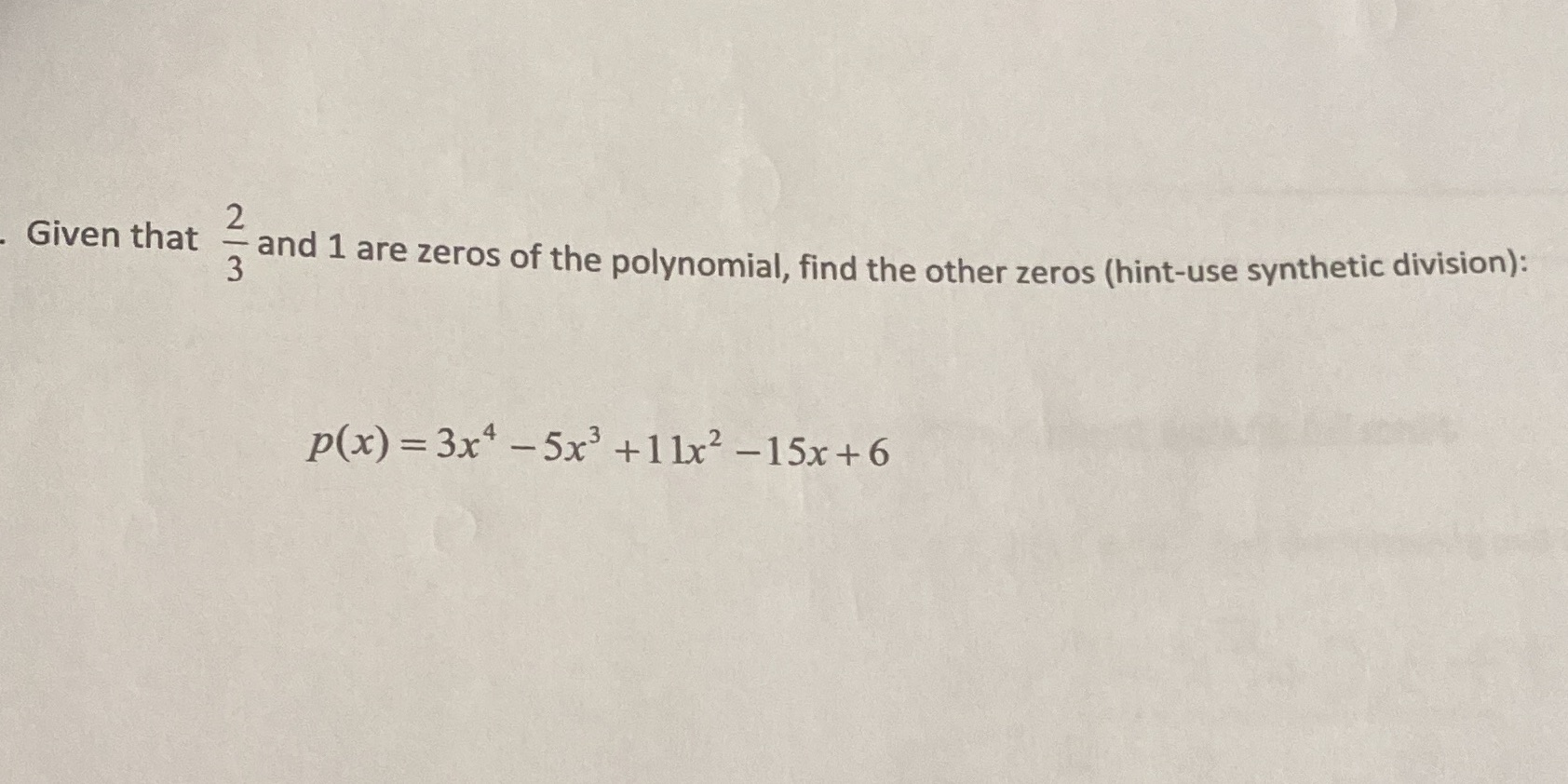 Given that WIN and 1 are zeros of the polynomial,