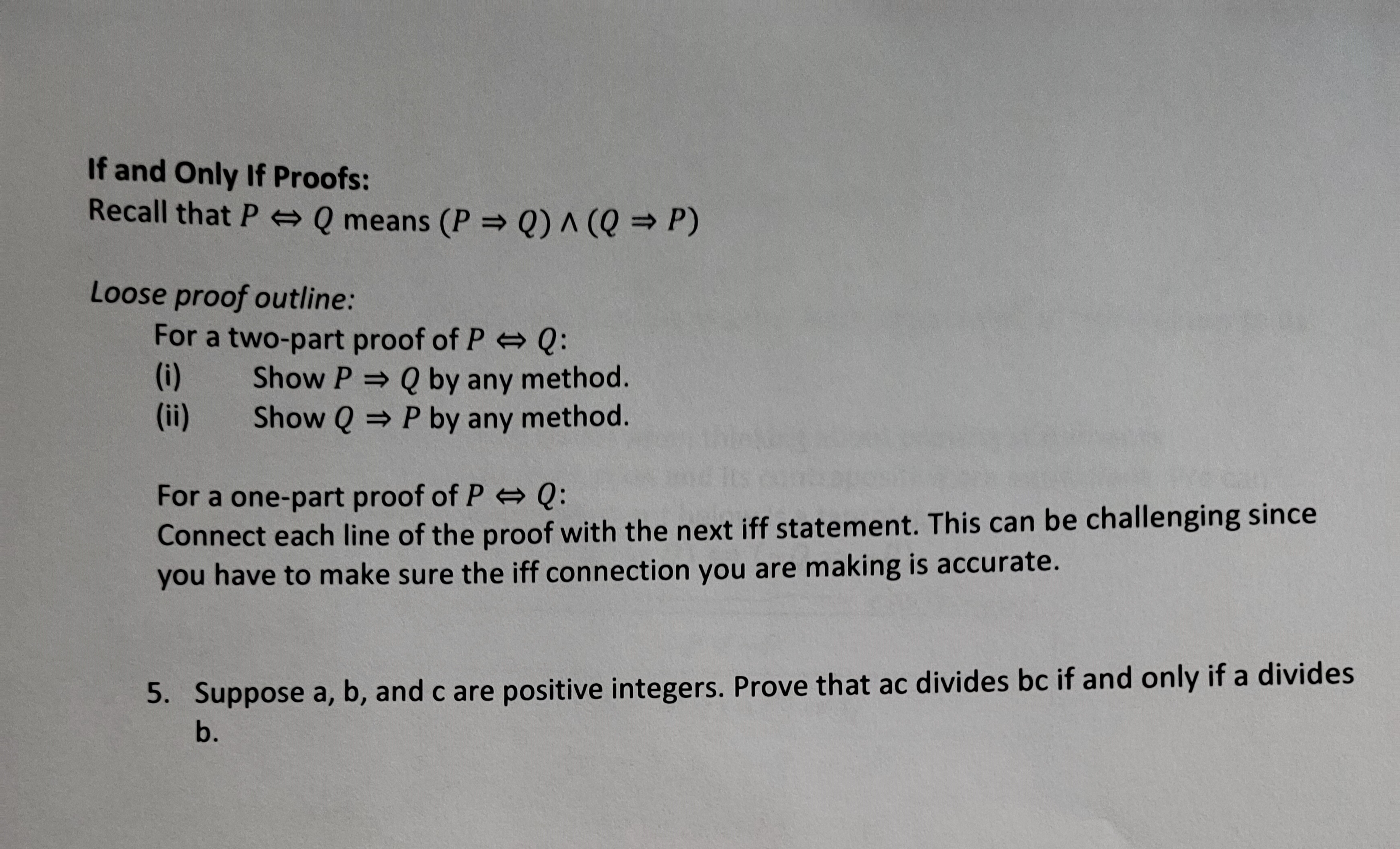 If and Only If Proofs: Recall that P - style=