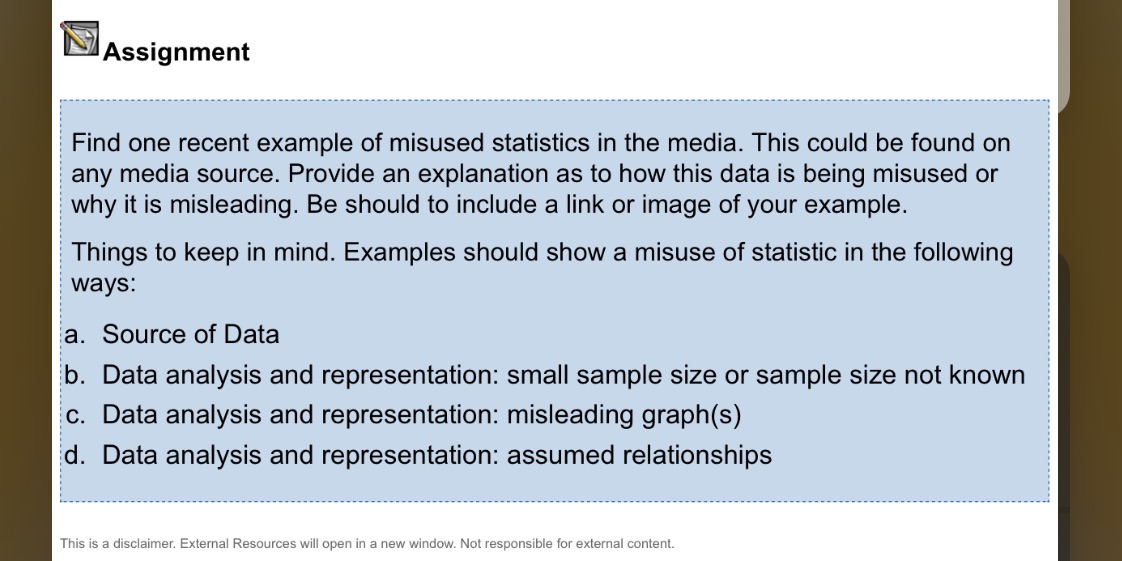 Assignment Find one recent example of misused
