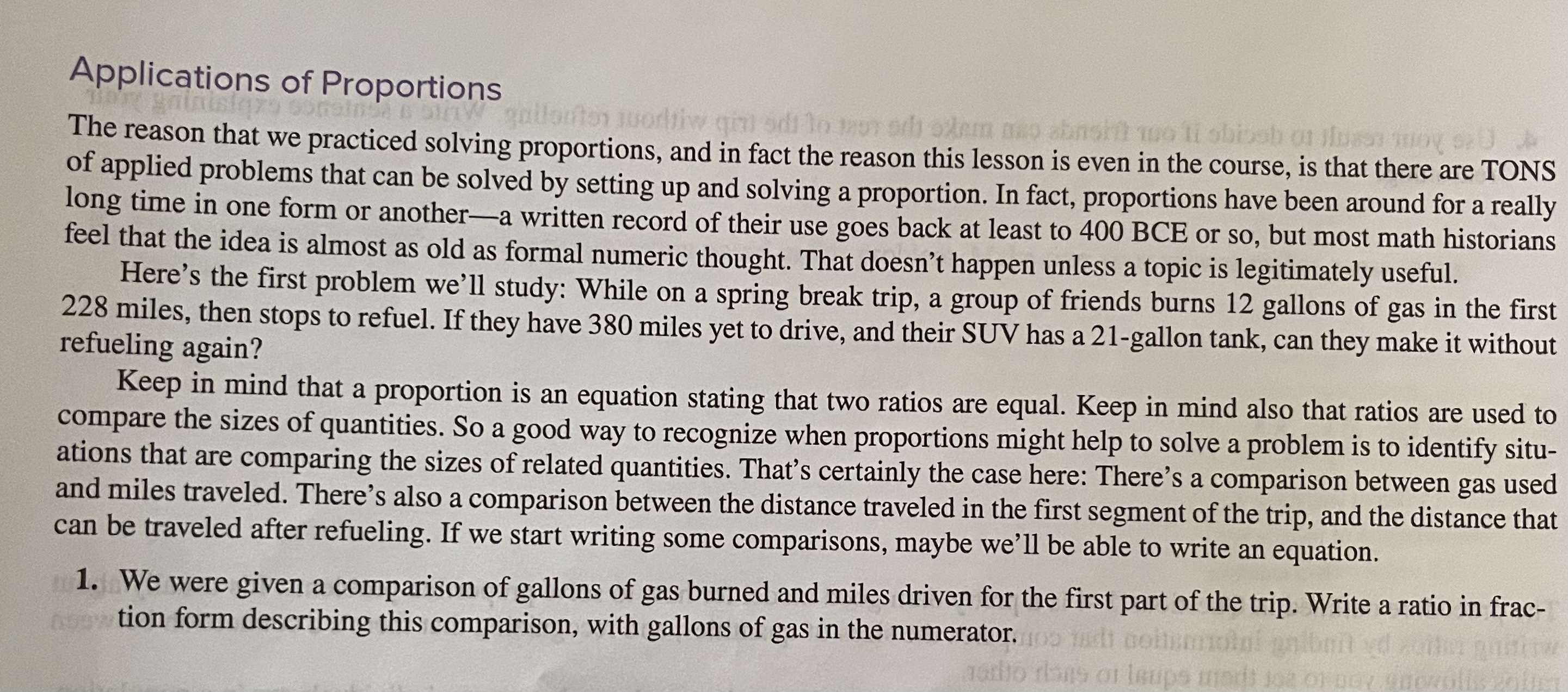 Applications of Proportions The reason that we