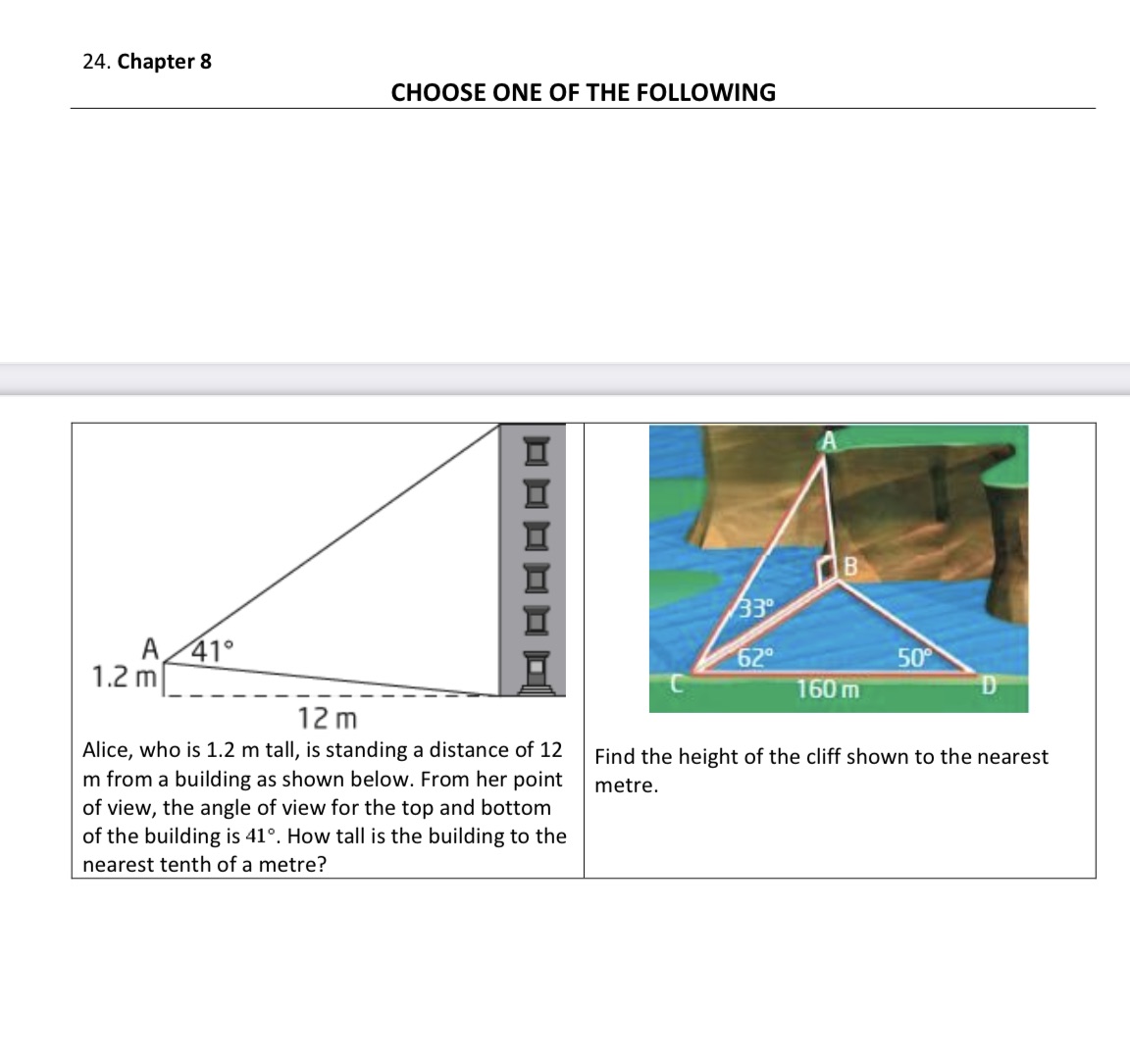 24. Chapter 8 CHOOSE ONE OF THE FOLLOWING Alice,