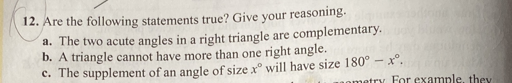 #12 12. Are the following statements true? Give