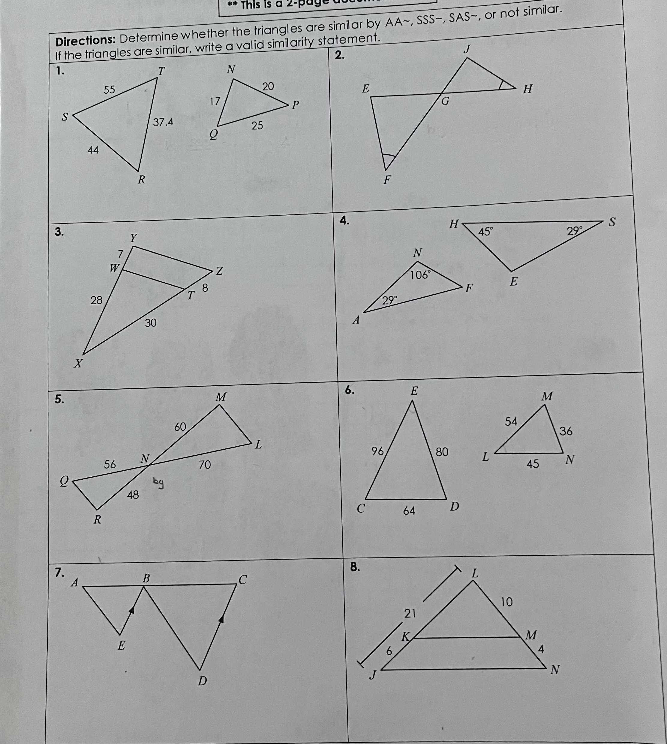 Proving Triangles are Similar ** This is a 2-