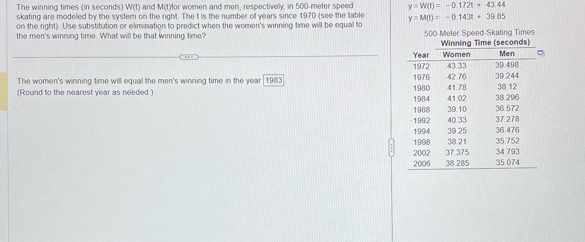 Use substitution or elimination to predict when