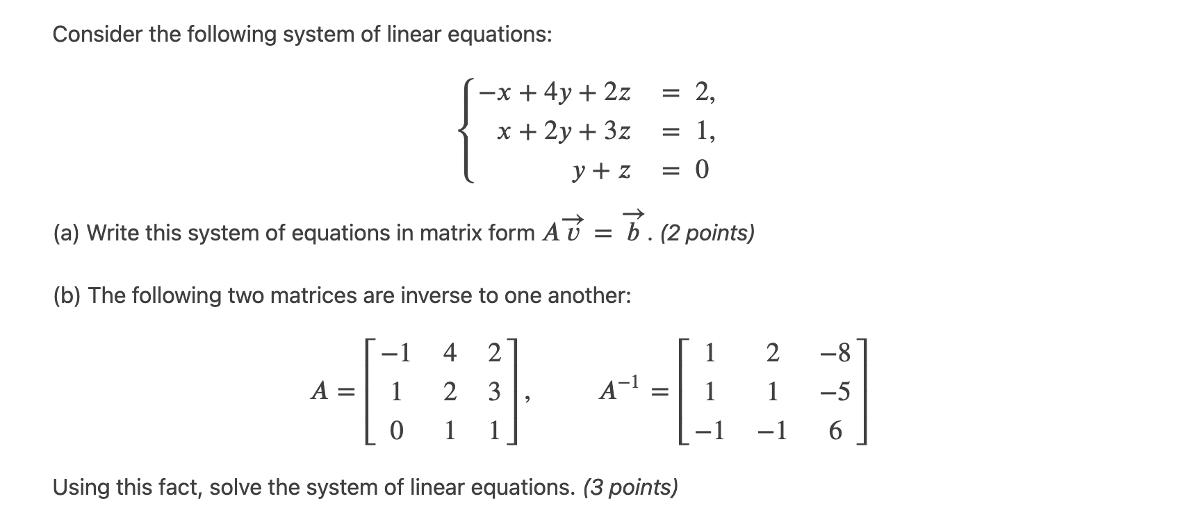 Consider the following system of linear