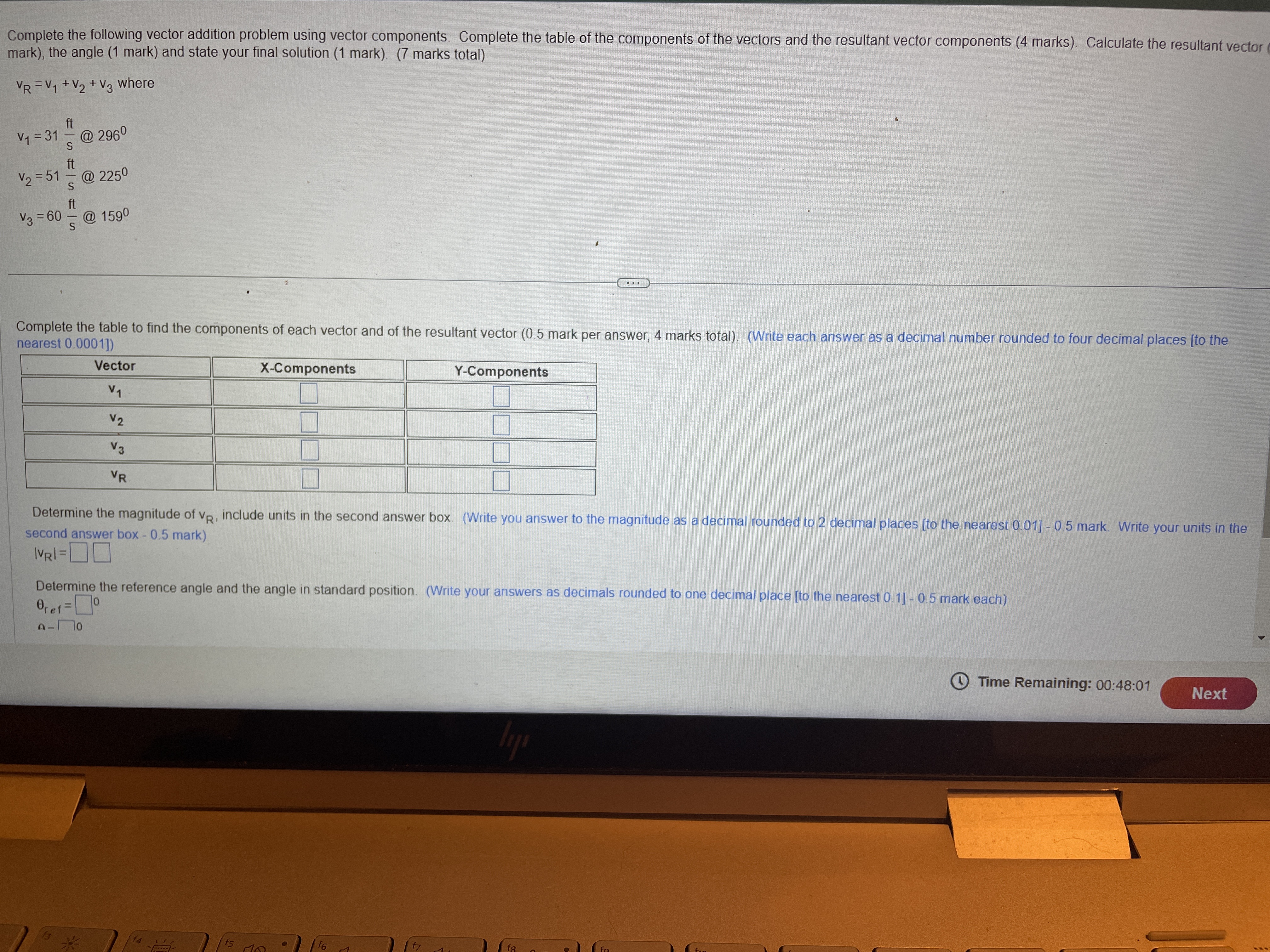 Complete the following vector addition problem