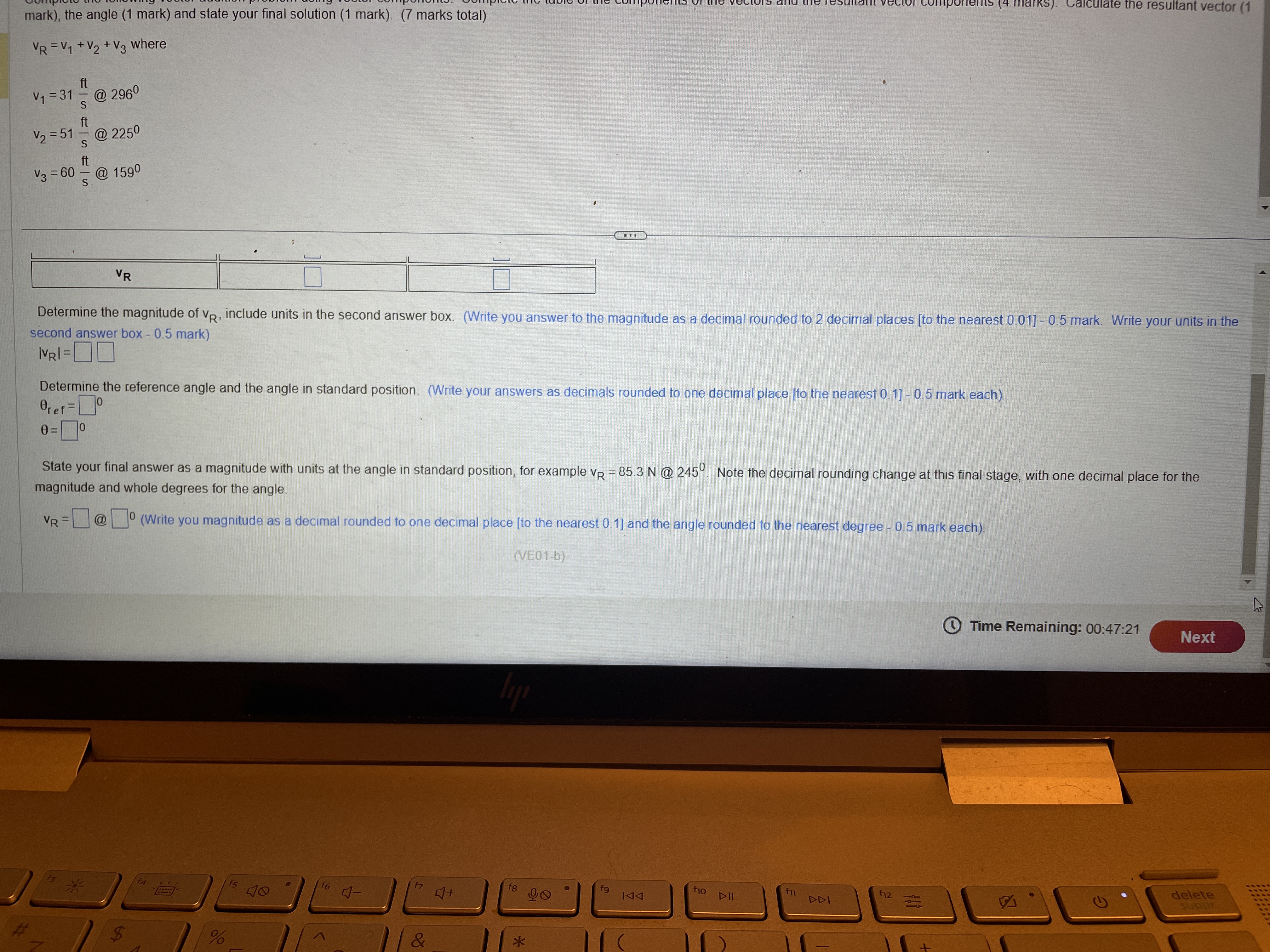 Complete the following vector addition problem