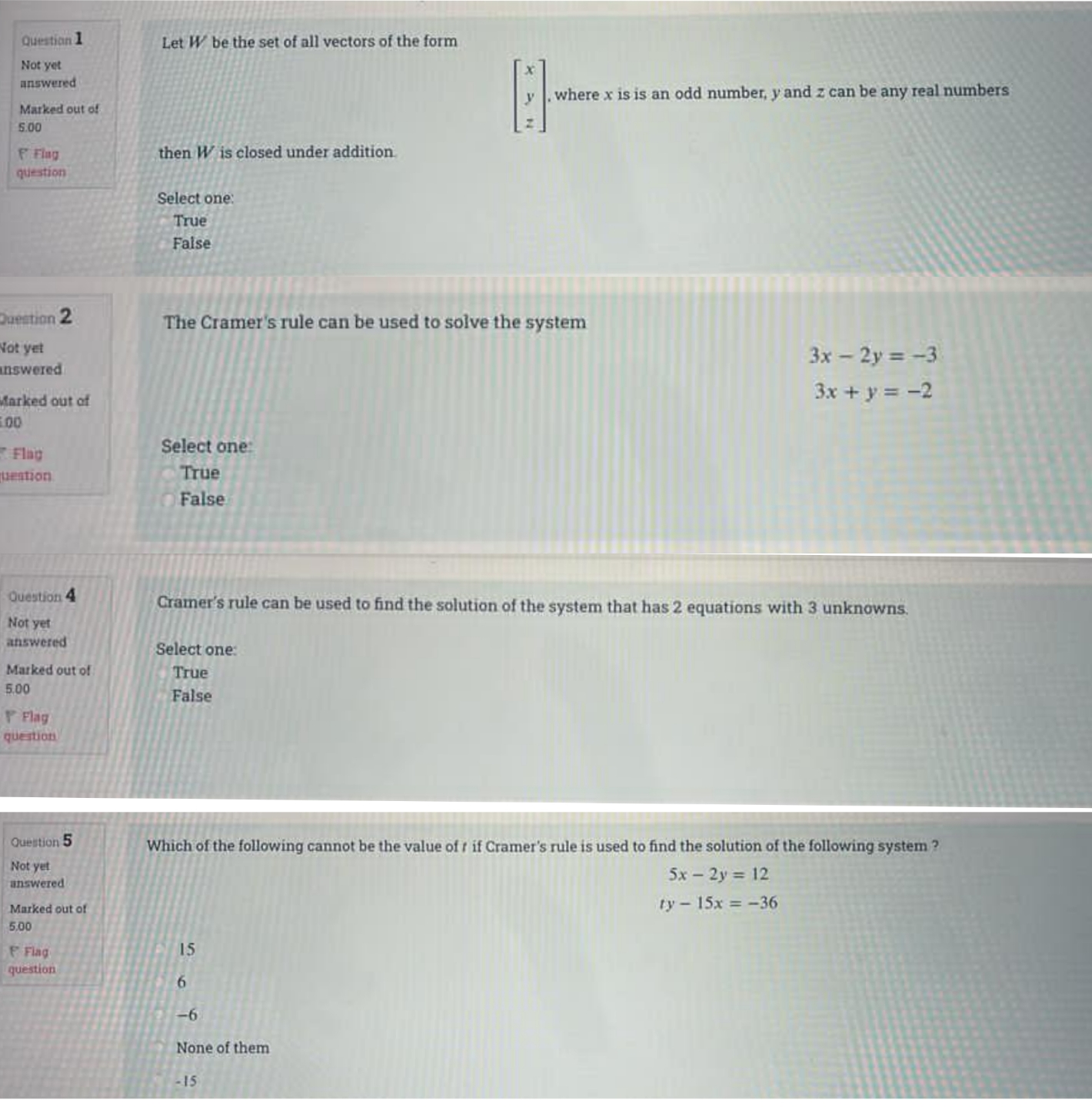 I need solve this questions MCQ of linear