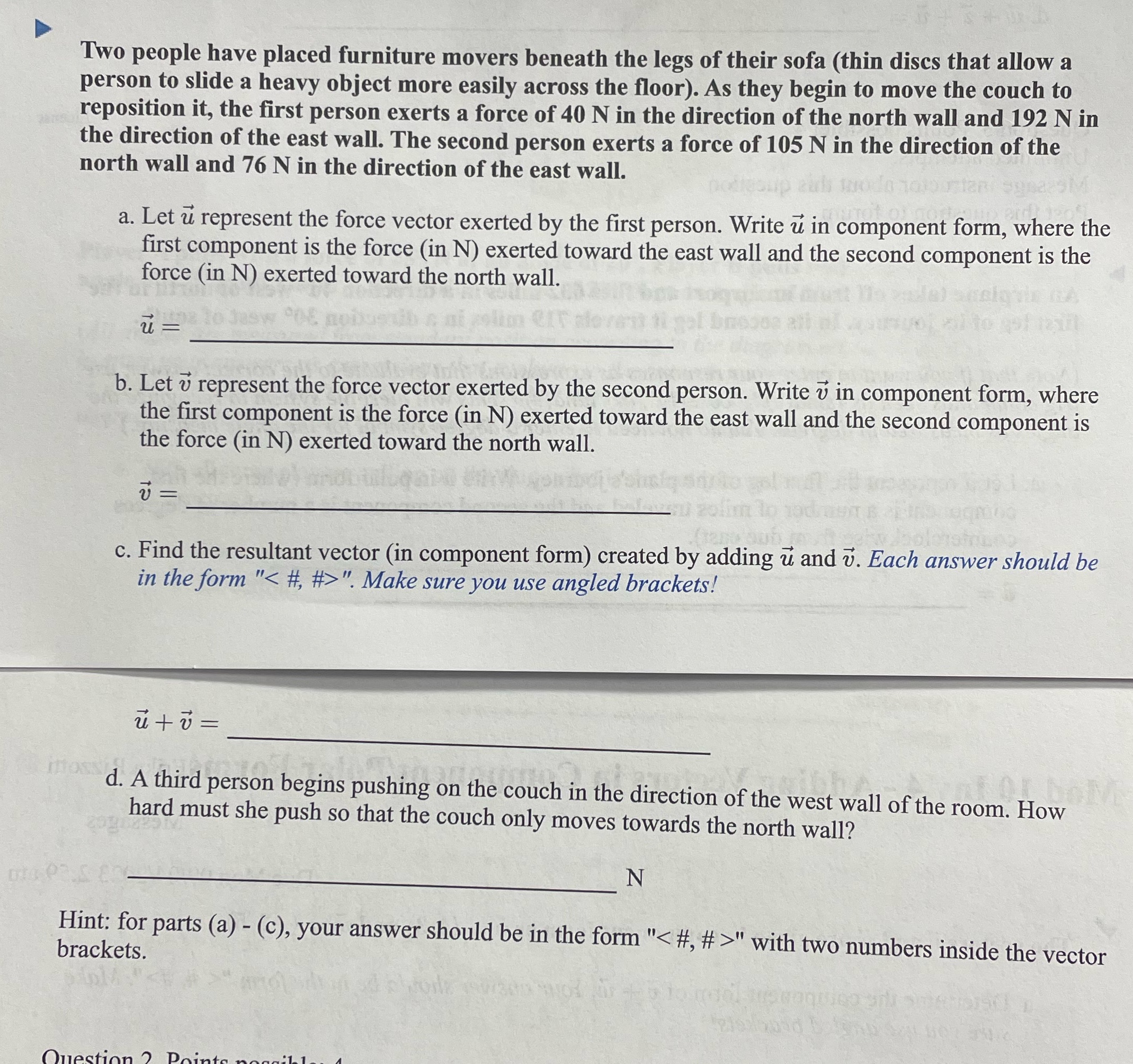 A,b,c,d with how they should be calculated Two