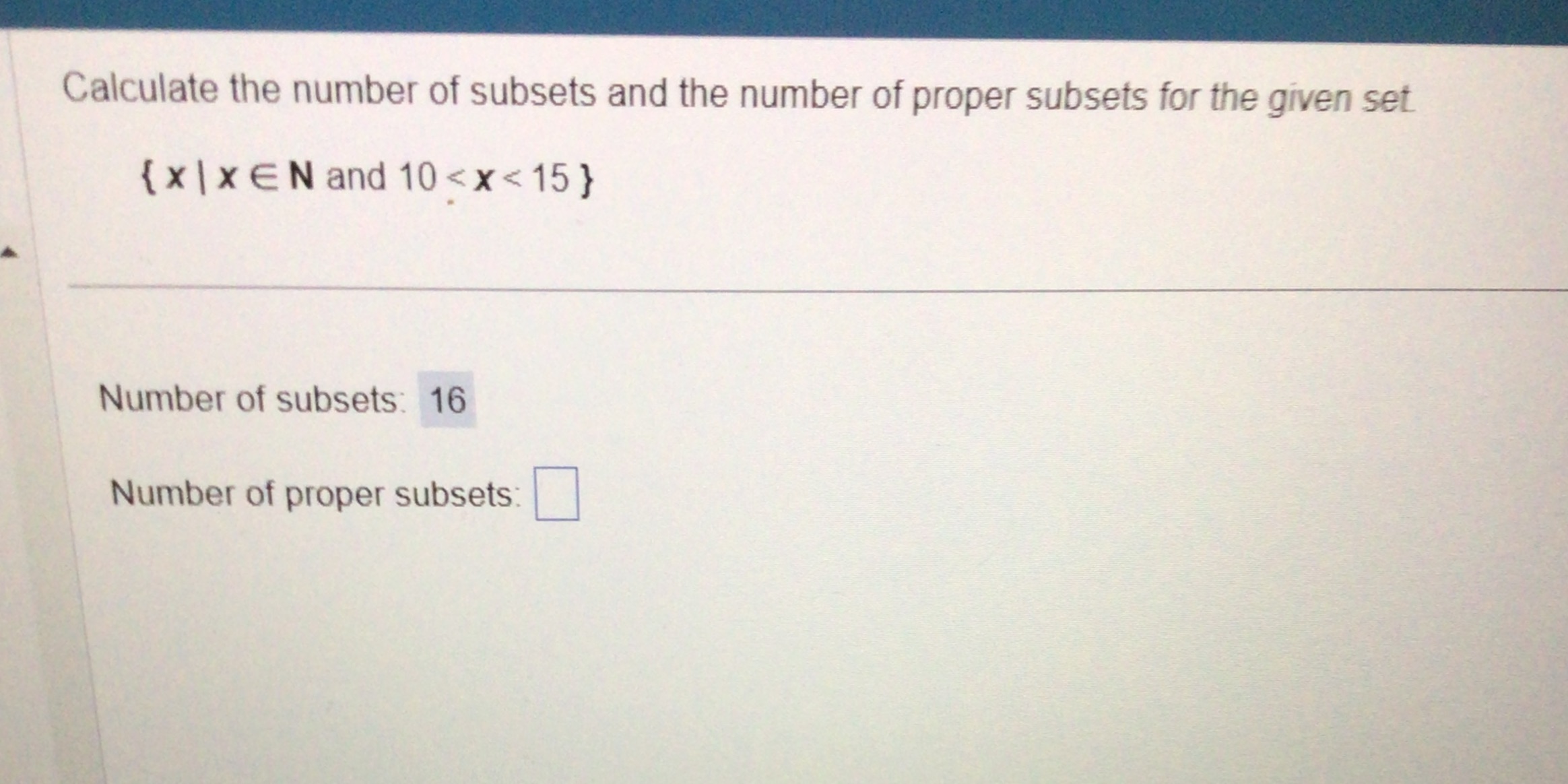 Calculate the number of subsets and the number of