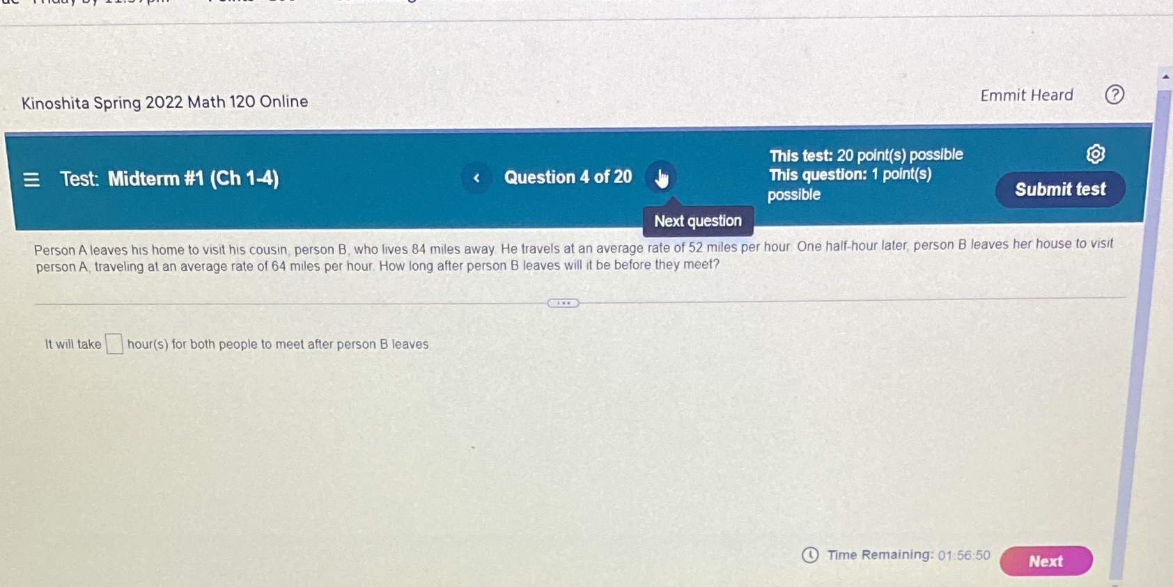 Kinoshita Spring 2022 Math 120 Online Emmit Heard