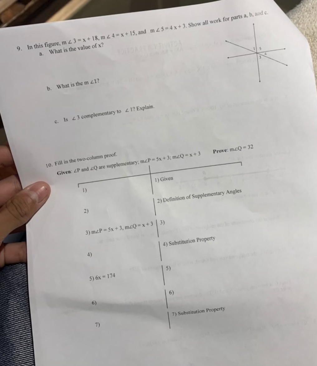 9. In this figure, m 2 3 = x + 18, m 2 4 = x +