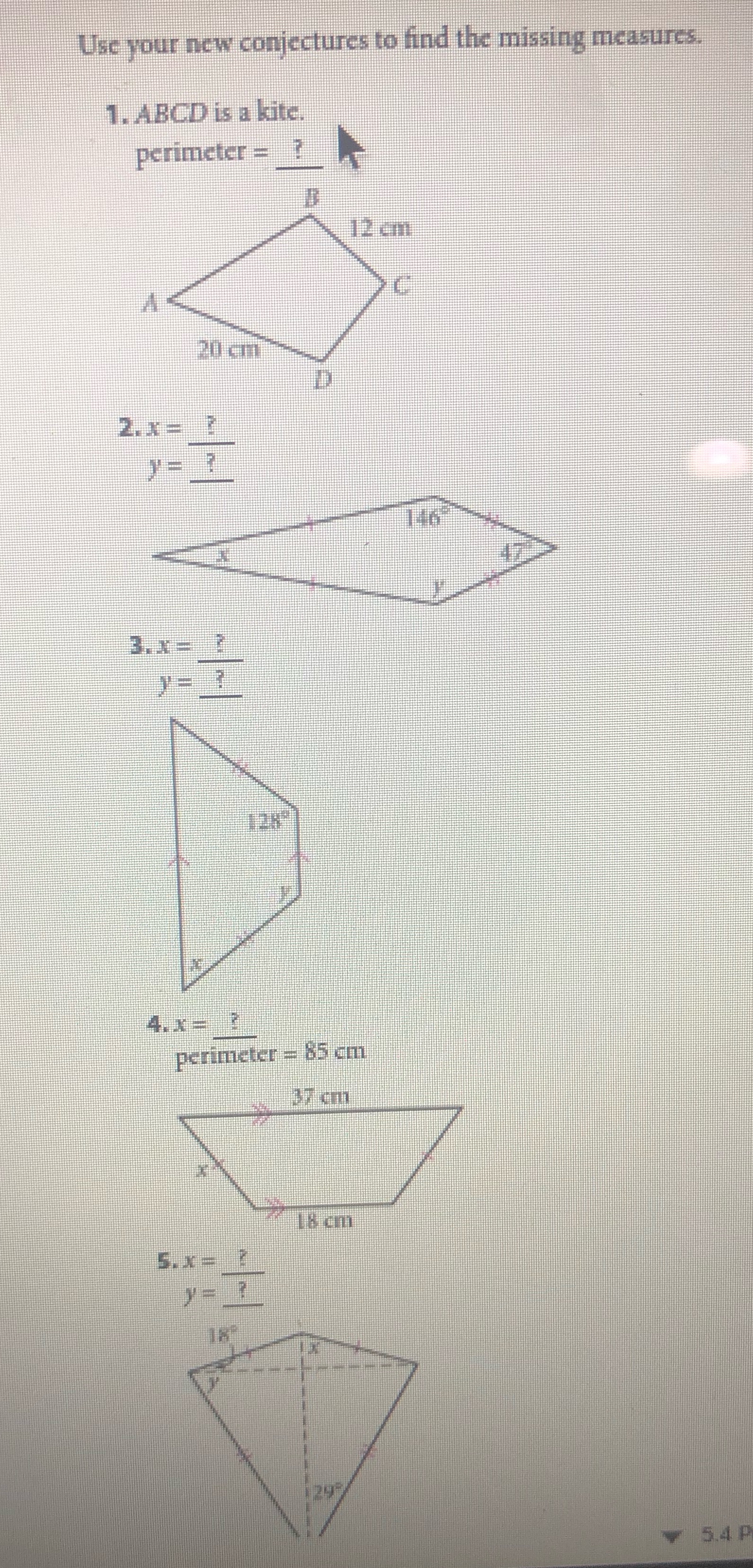Use your new conjectures to find the missing