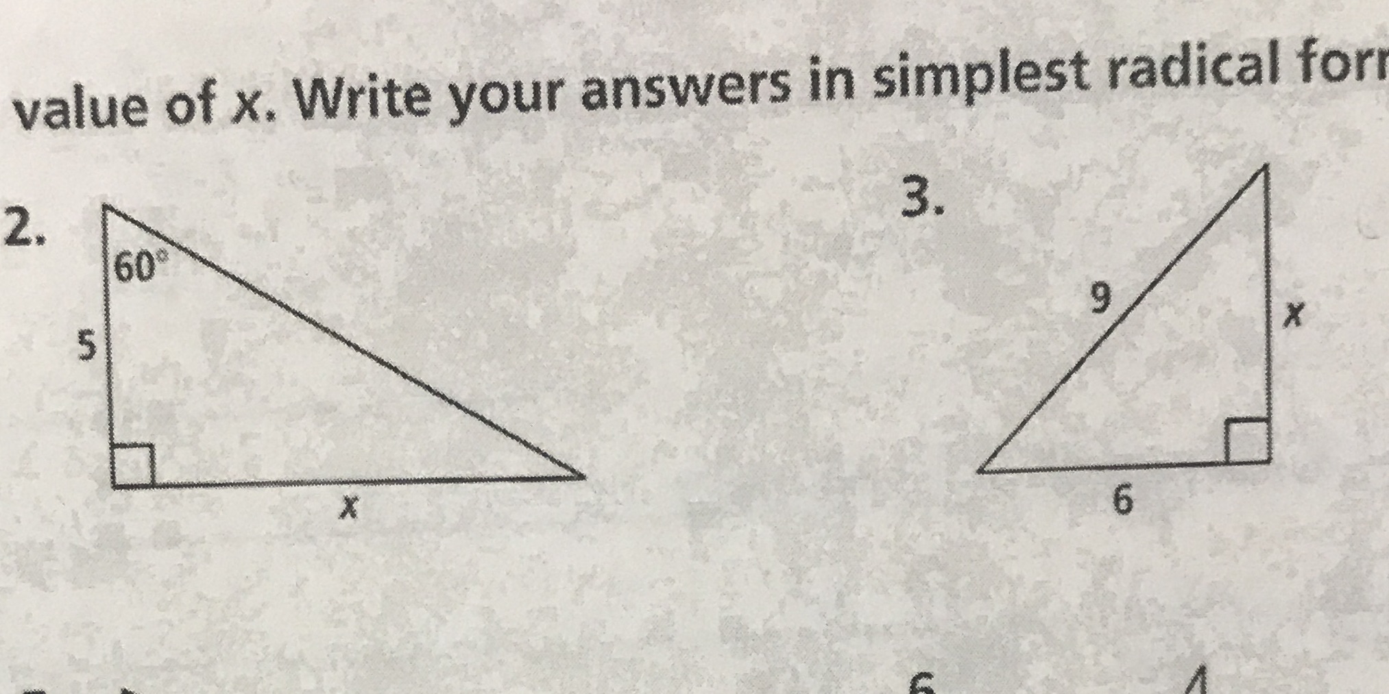 Find the value of x. Write your answers in