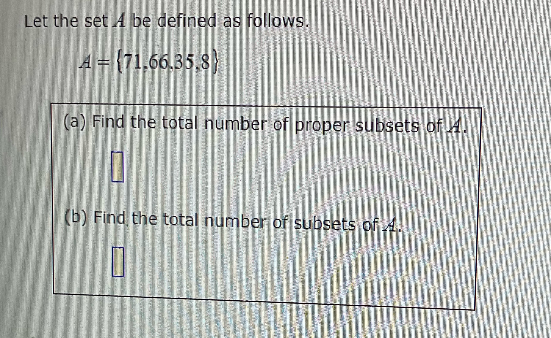 Let the set d be defined as follows. A -