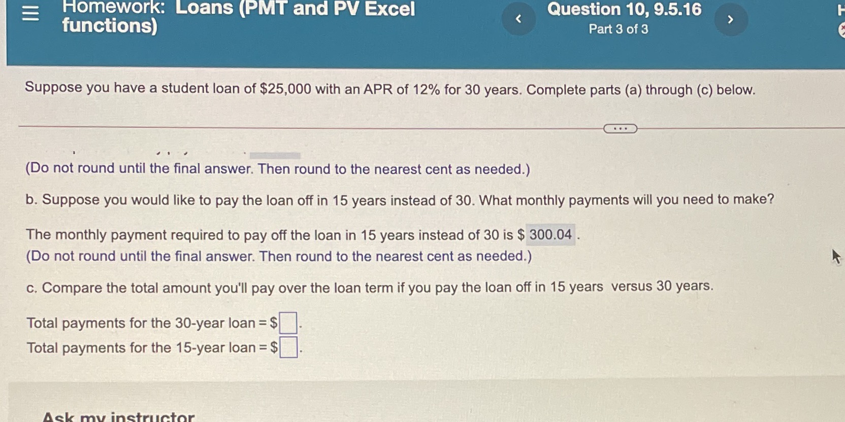 _ - and PV Excel Question 10, 9.5.16 functions)