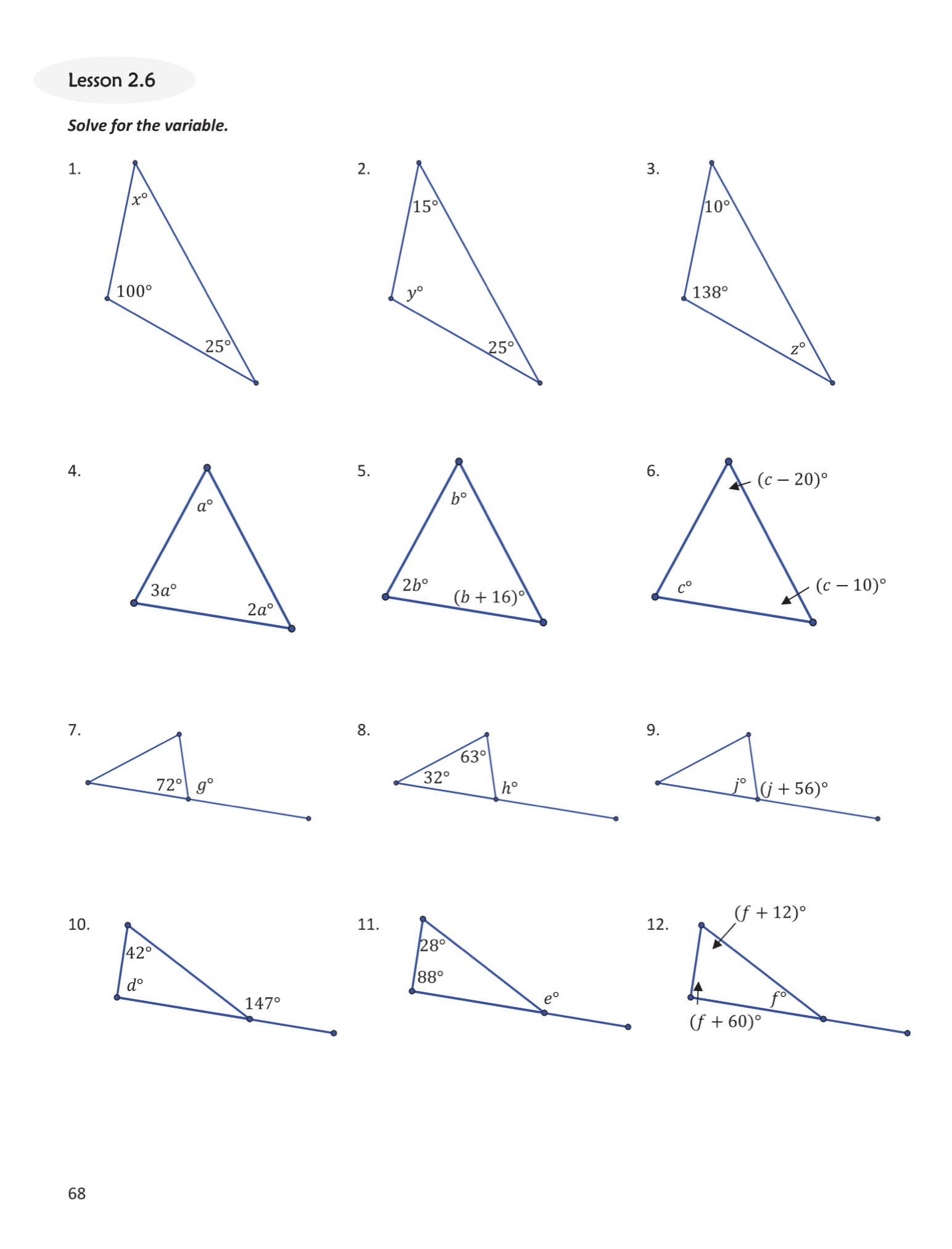 Lesson 2.6 Solve for the variable. 1. 2. 3. 150