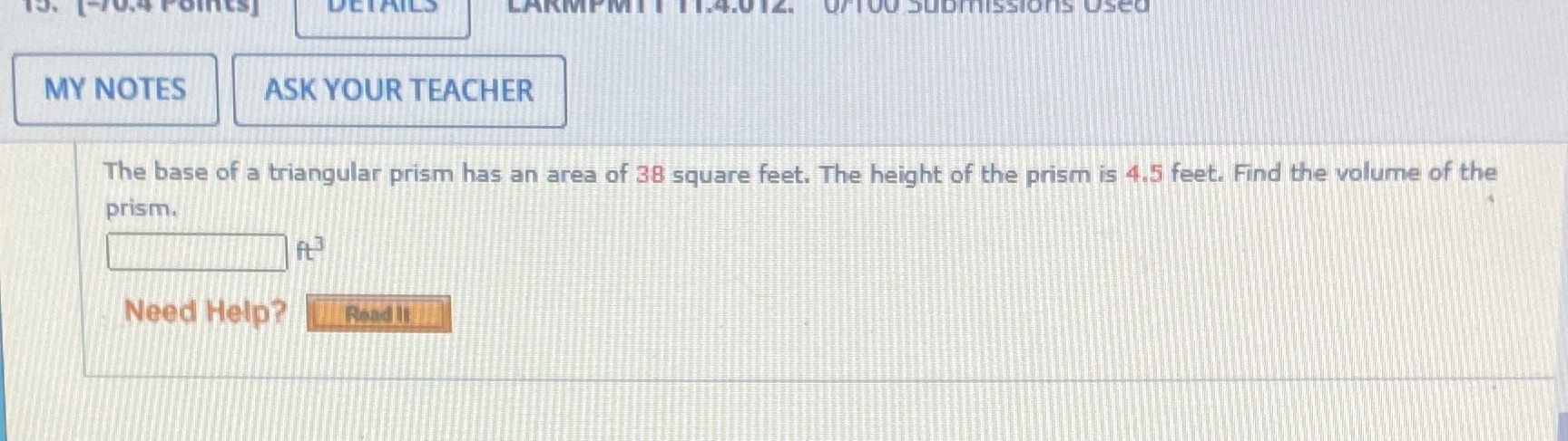 w/lou submissions Used MY NOTES ASK YOUR TEACHER