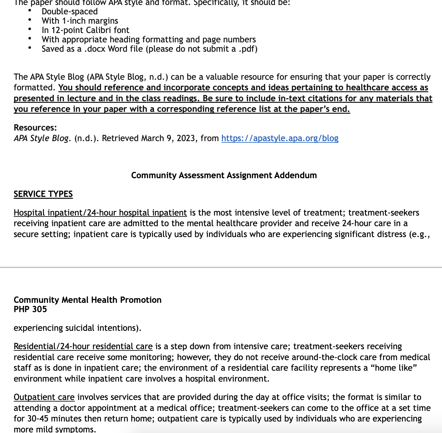 Community Assessment Assignment PURPOSE: To