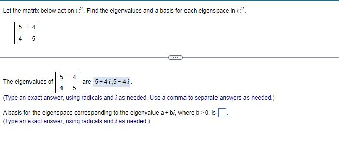 1. 5 1 Let the matrix act on C-. Find the