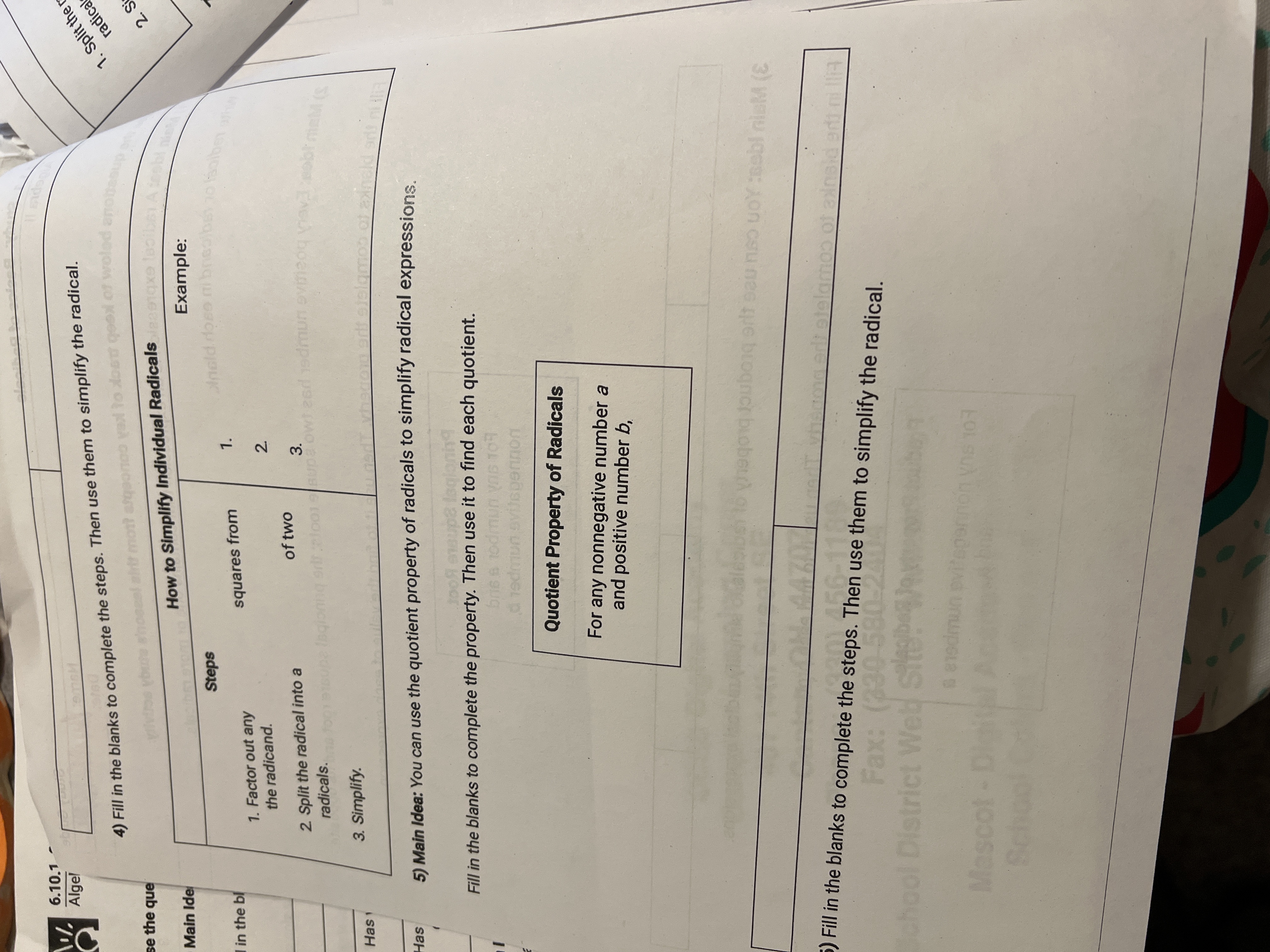 6.10.1 Alge 4) Fill in the blanks to complete the
