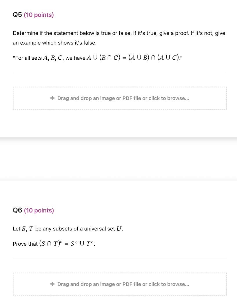 Q5 (10 points} Determine if the statement below