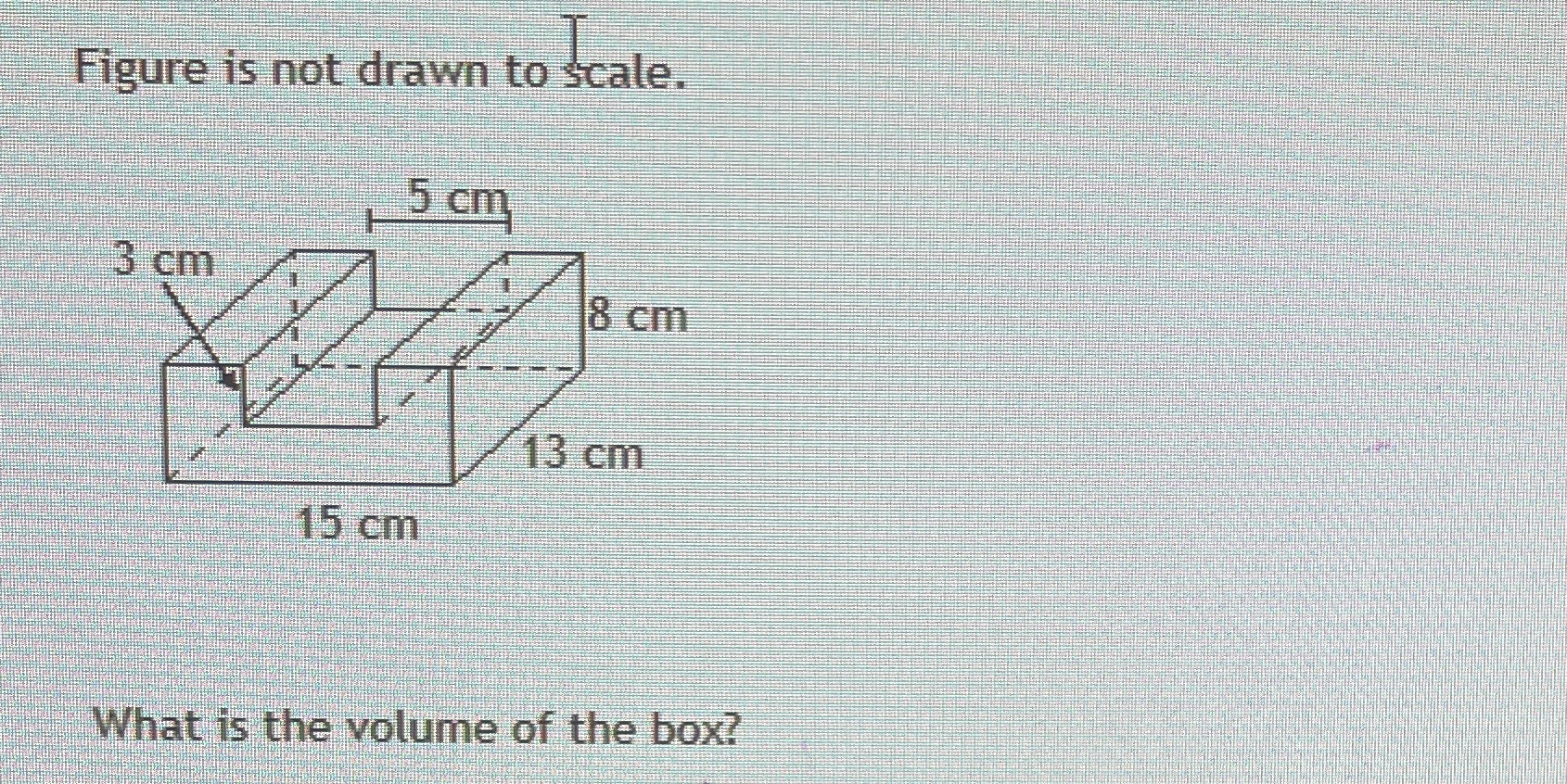 Figure is not drawn to scale. 5 cm 3 cm 8 cm 13