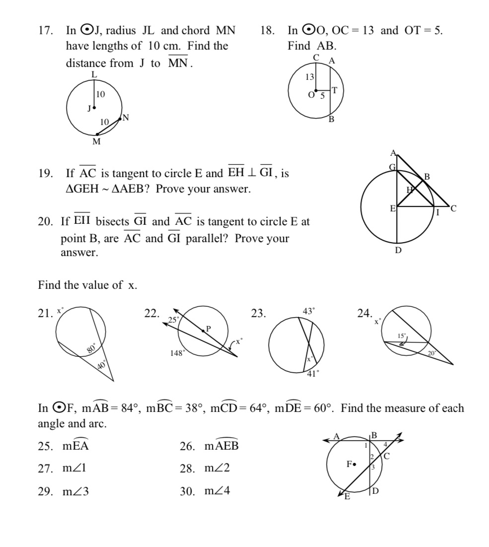 Show your work plz thank you 17. In OJ, radius JL