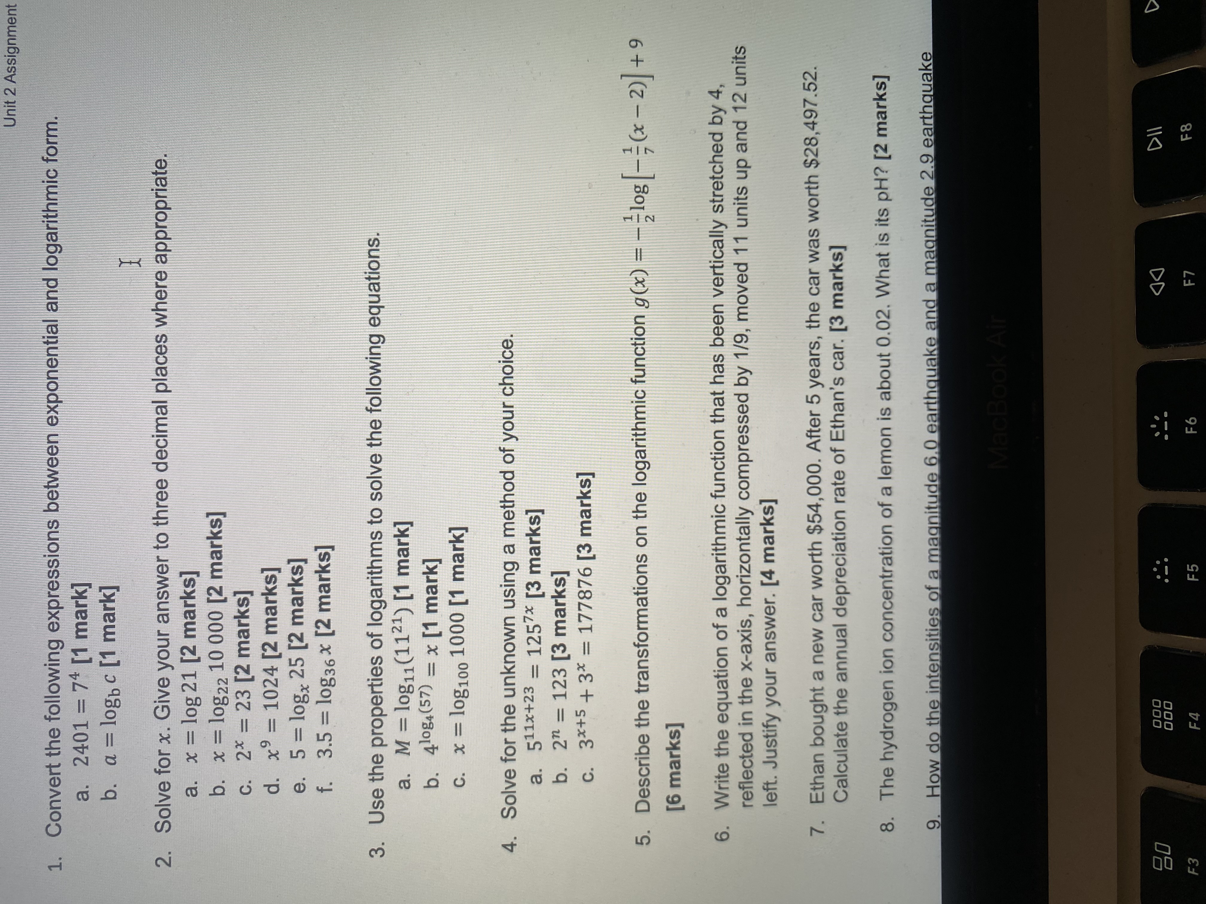 Unit 2 Assignment 1. Convert the following