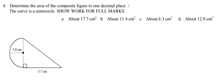 4. Determine the area of the composite figure to