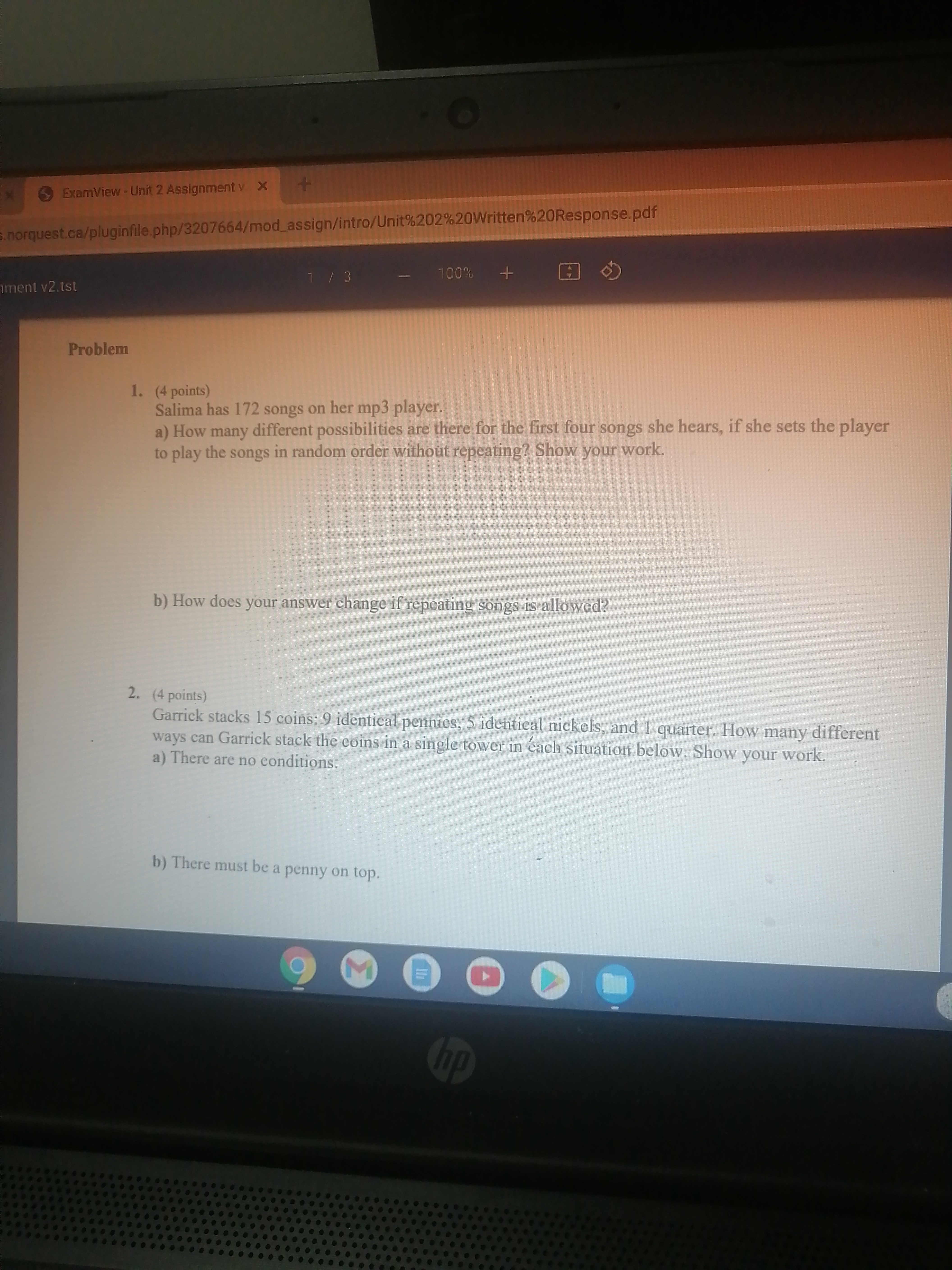ExamView - Unit 2 Assignment v x +
