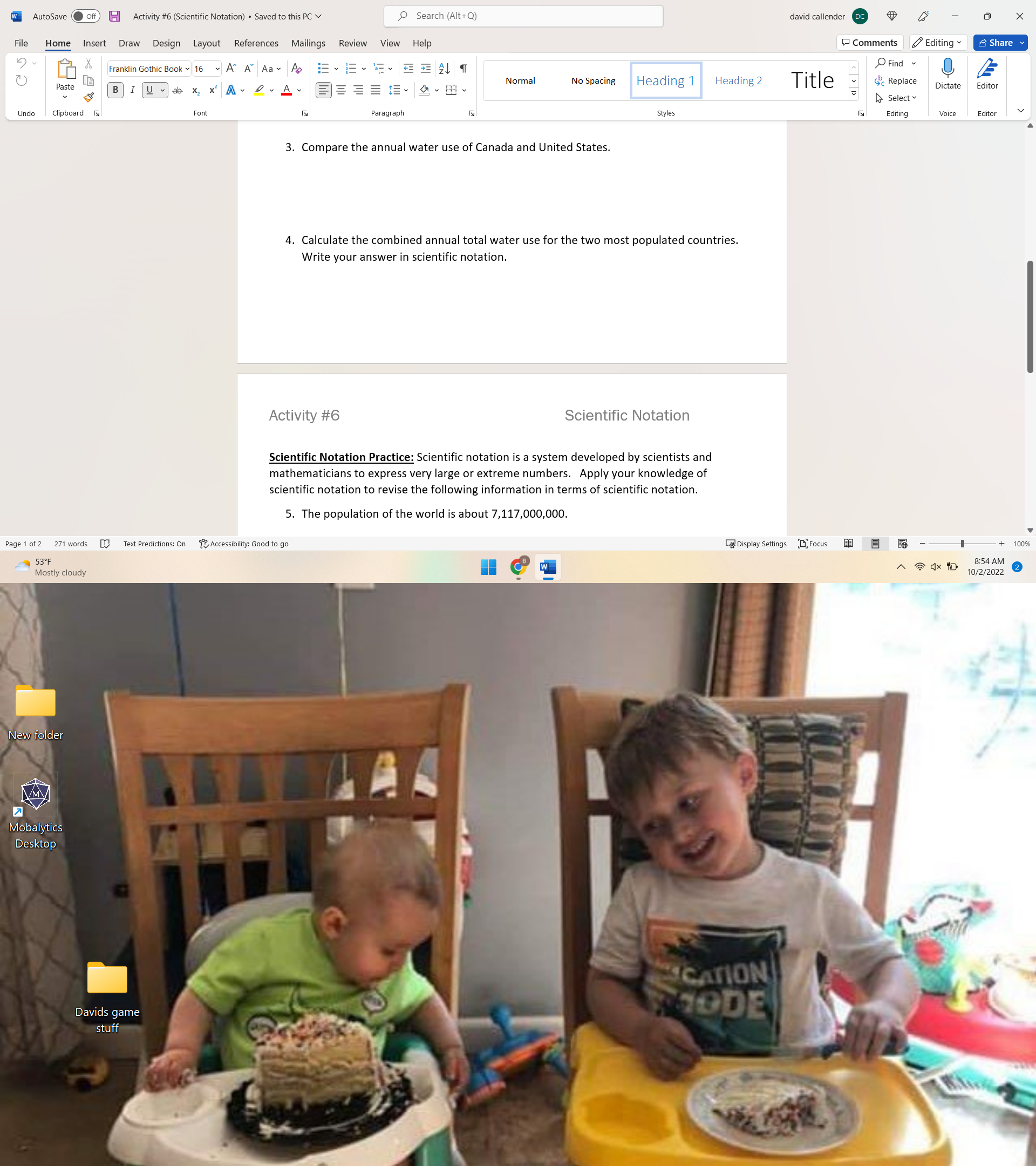 w AutoSave off H Activity #6 (Scientific