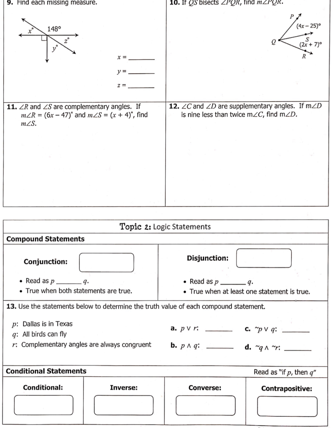 Find measure 9. Find each missing measure. 10. If