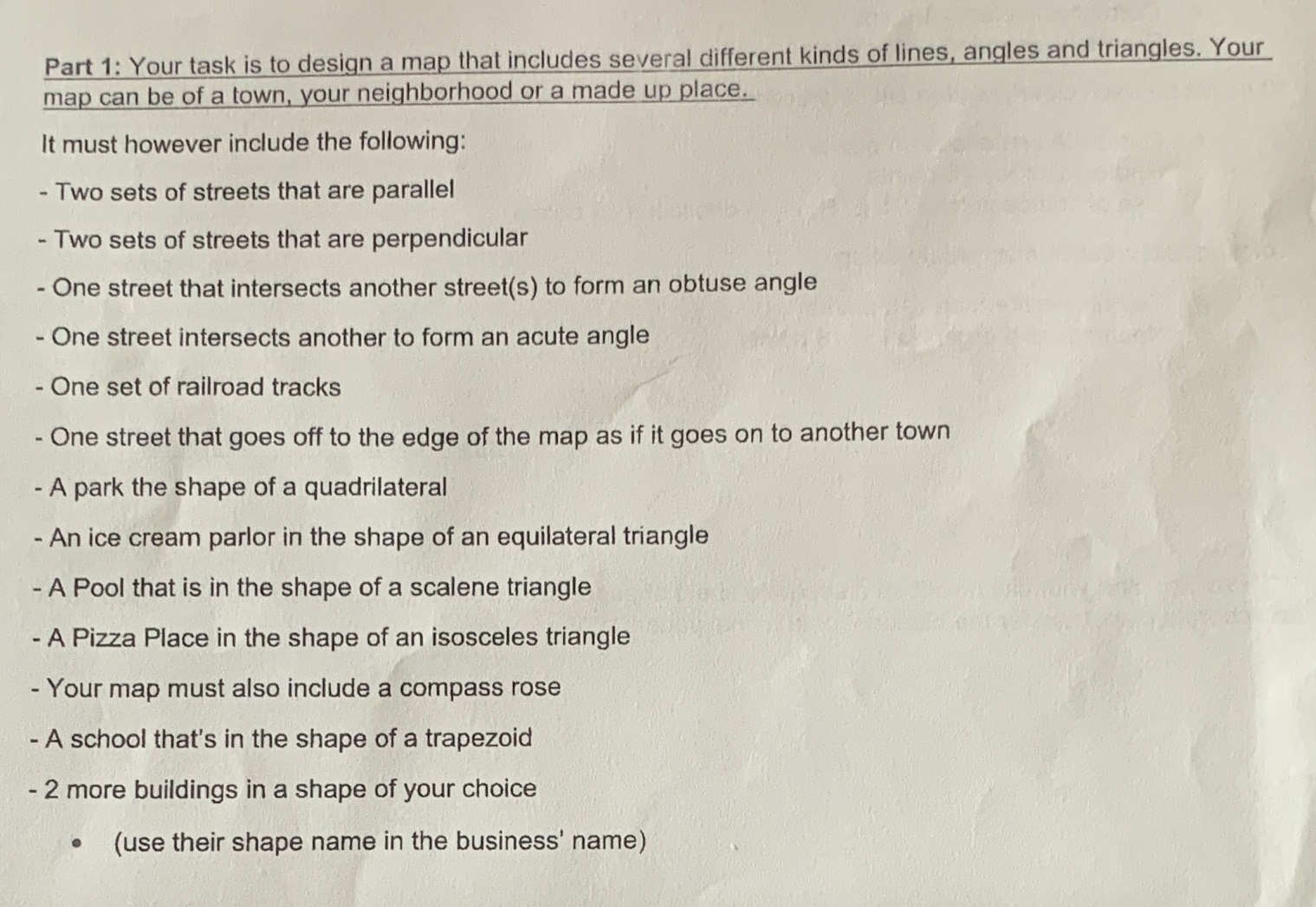 Part 1: Your task is to design a map that