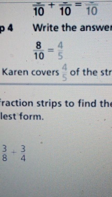 how I write the answer for 3/8 + 3/4 in simplest