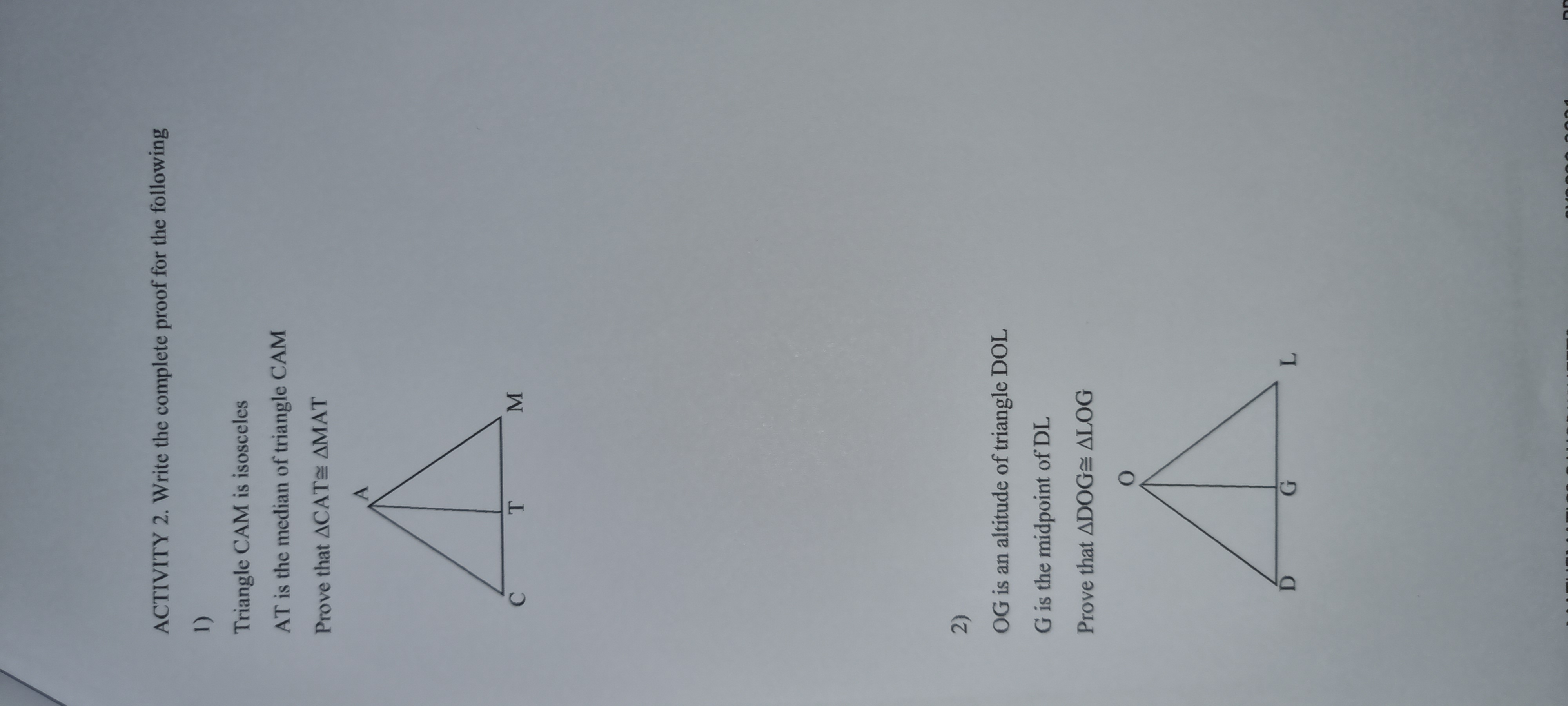 GEOMETRY PROBLEMS on CONGRUENCE & CORRESPONDENCE.