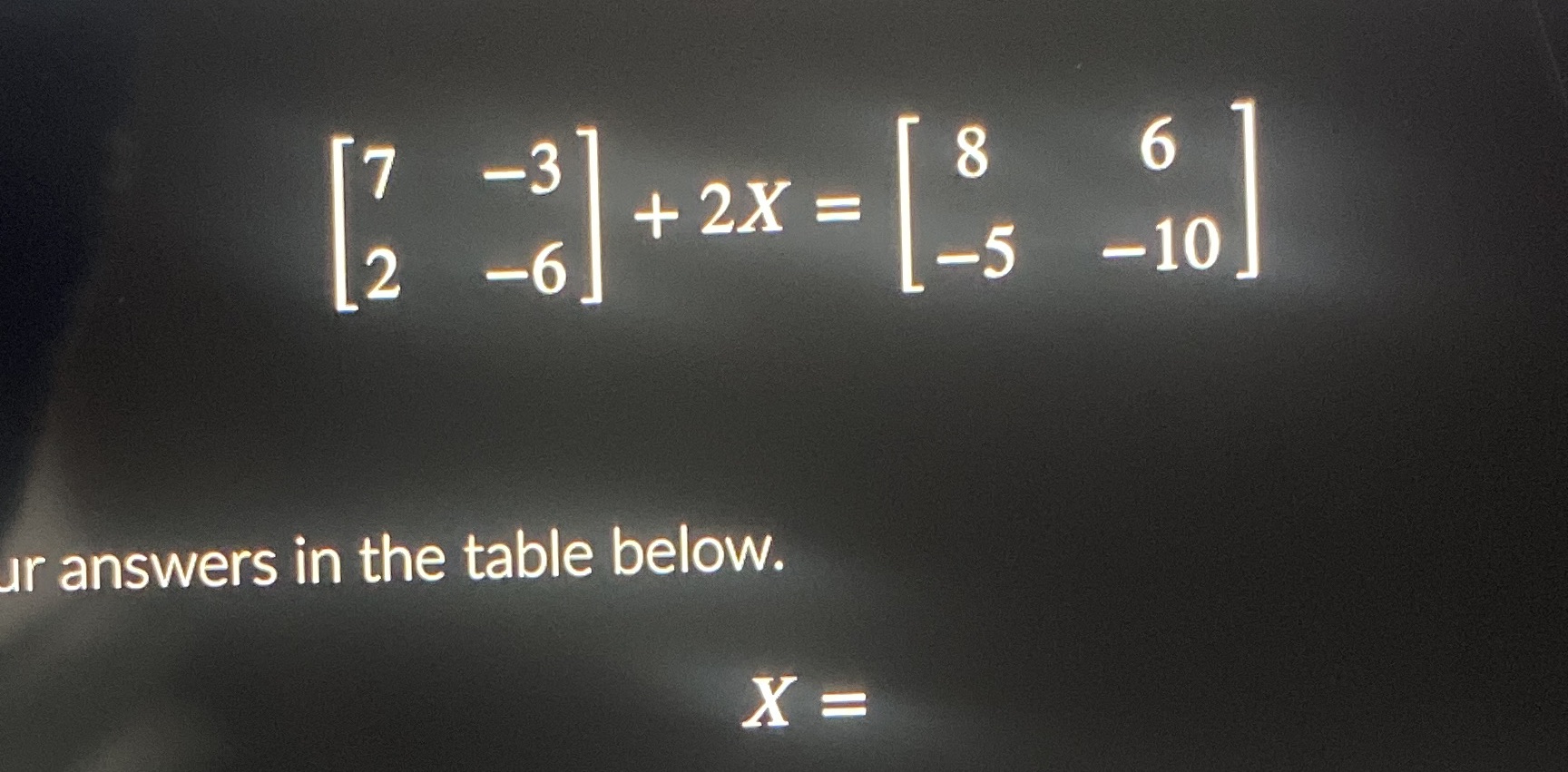 matrix problem, solve for x \f