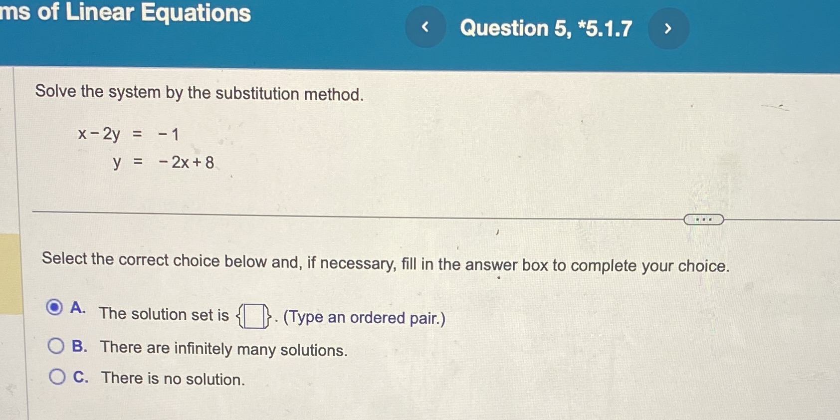 ms of Linear Equations < Question 5, *5.1.7 1 style=