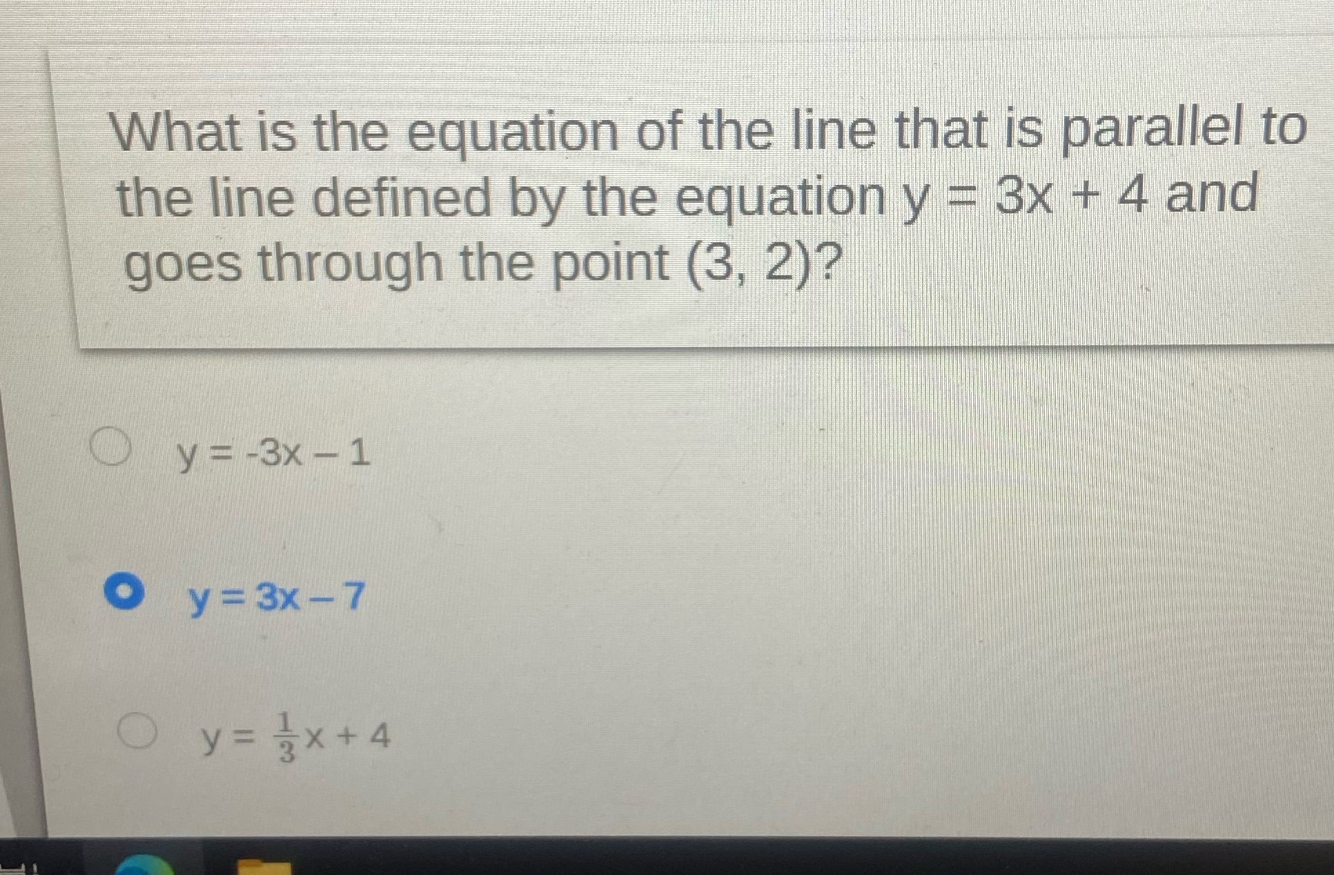 What is the equation of the line that is parallel