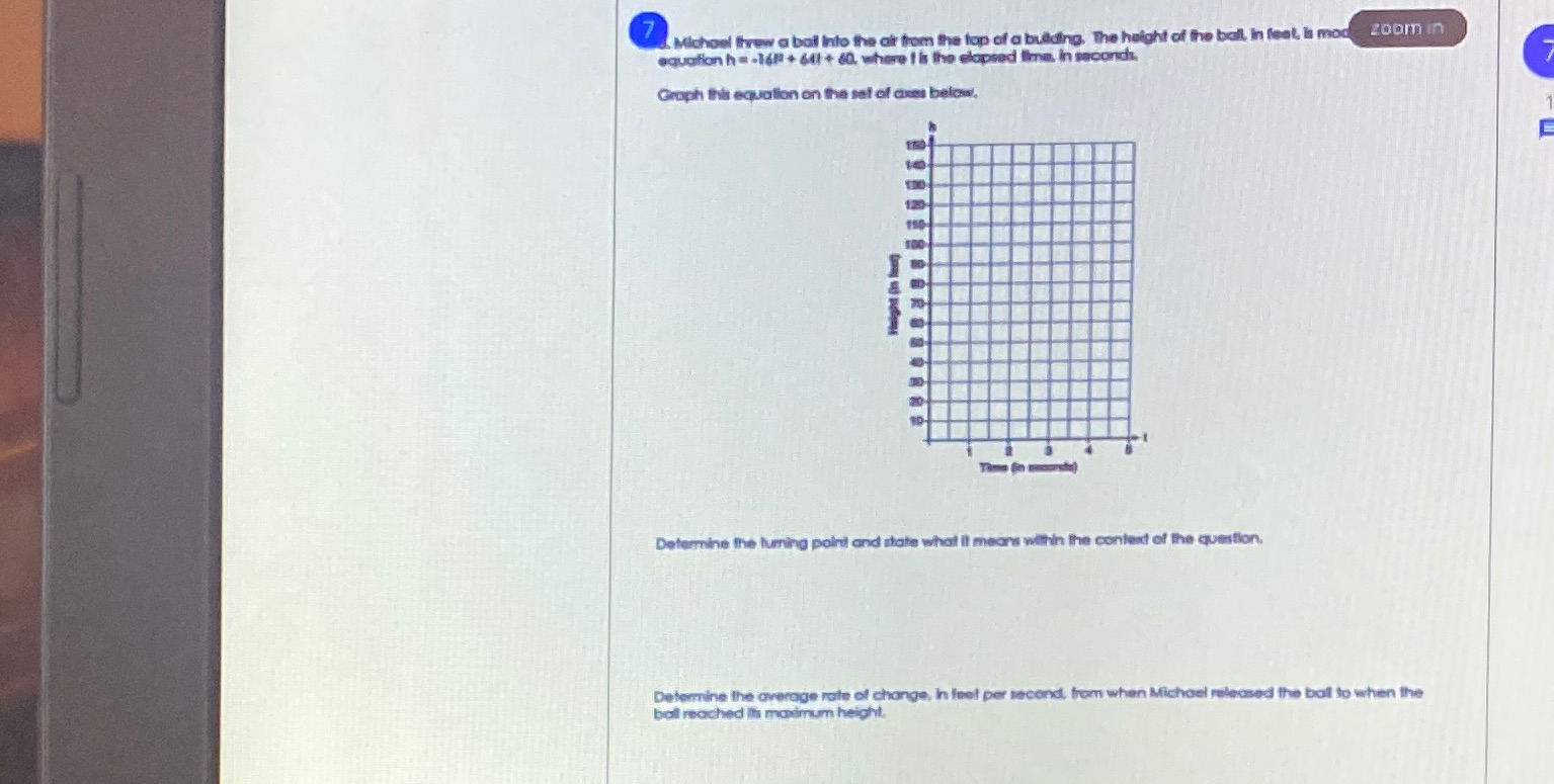 Michael threw a ball into the air from the top of