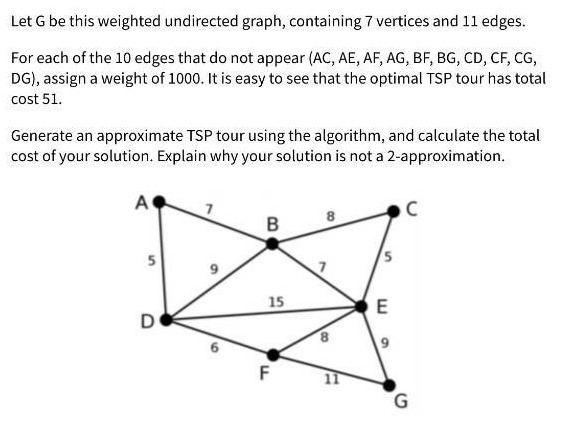 Let G be this weighted undirected graph,
