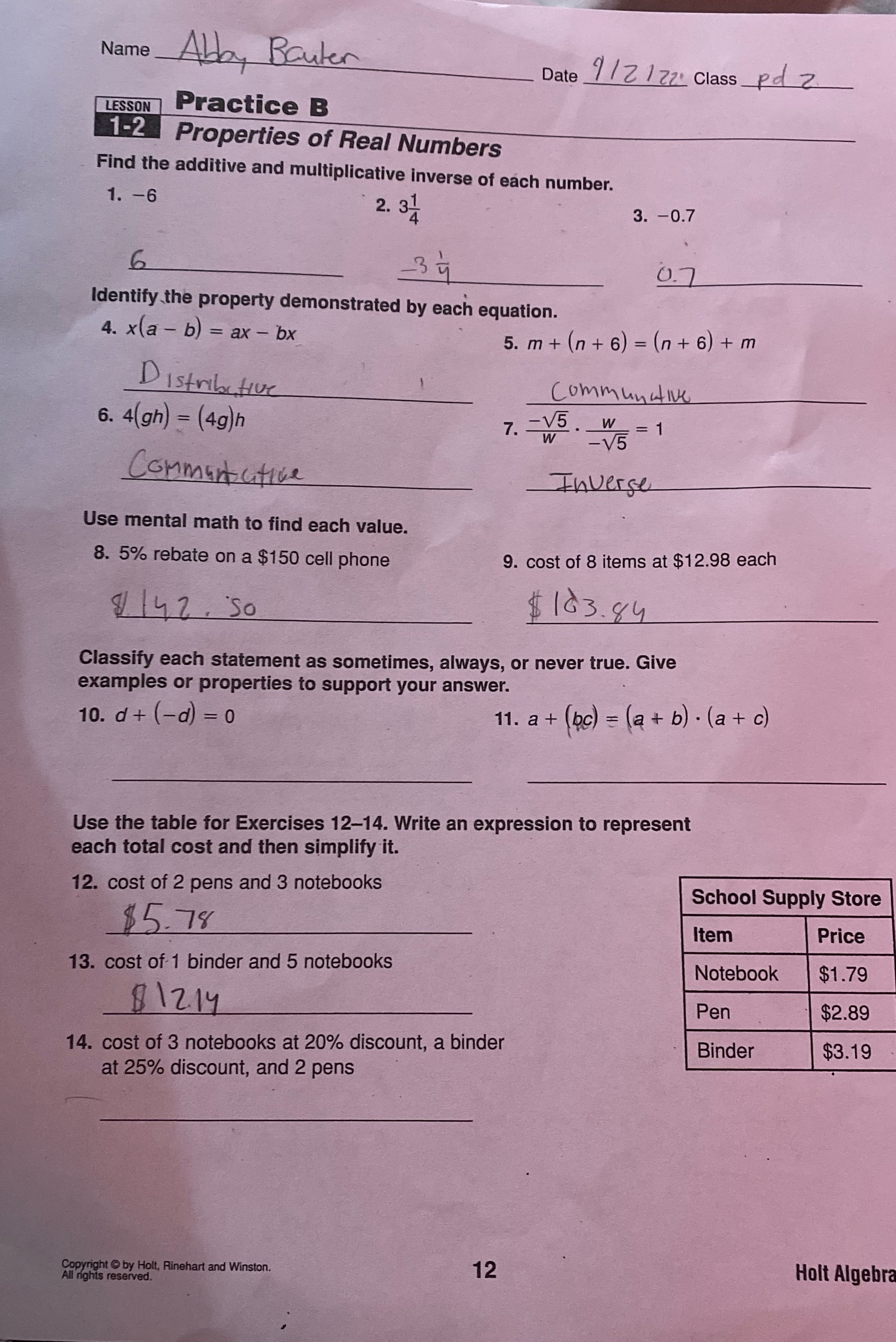 Name Allby Banter Date 9/ 2 1 22. Class _pd z