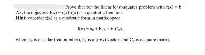 Please do fast Prove that for the linear