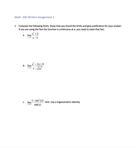 Math -200 Written Assignment 2 1. Compute the