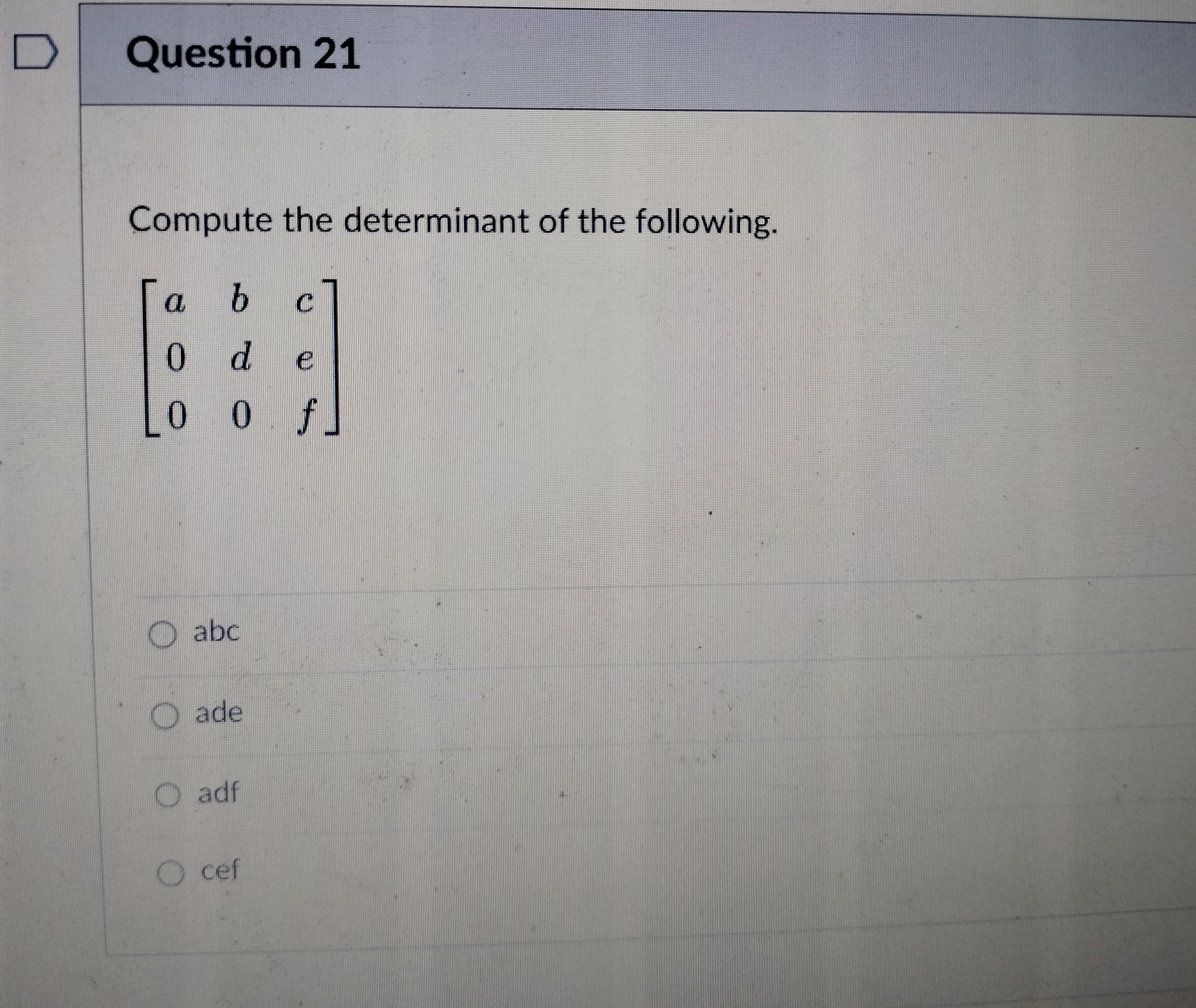 \f\fD Question 23 Is the following matrix