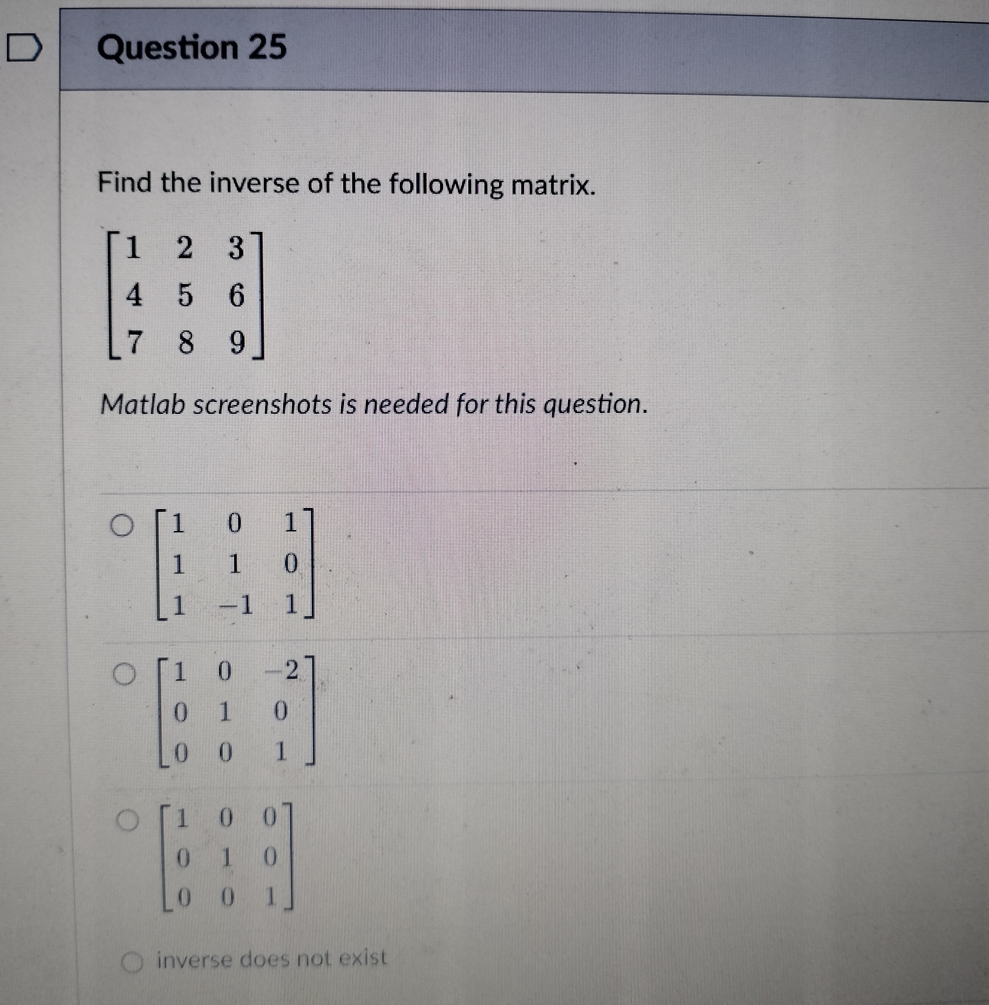 \f\fD Question 23 Is the following matrix