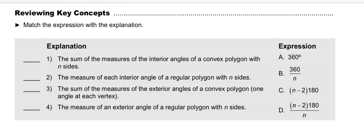 Please show explanation Reviewing Key Concepts