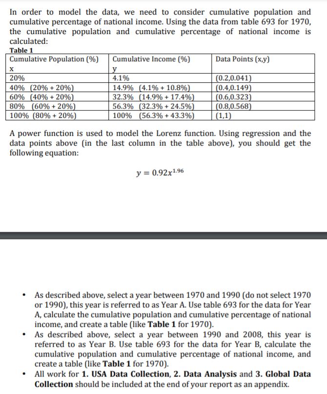 1. USA Data Collection [10 points] The following