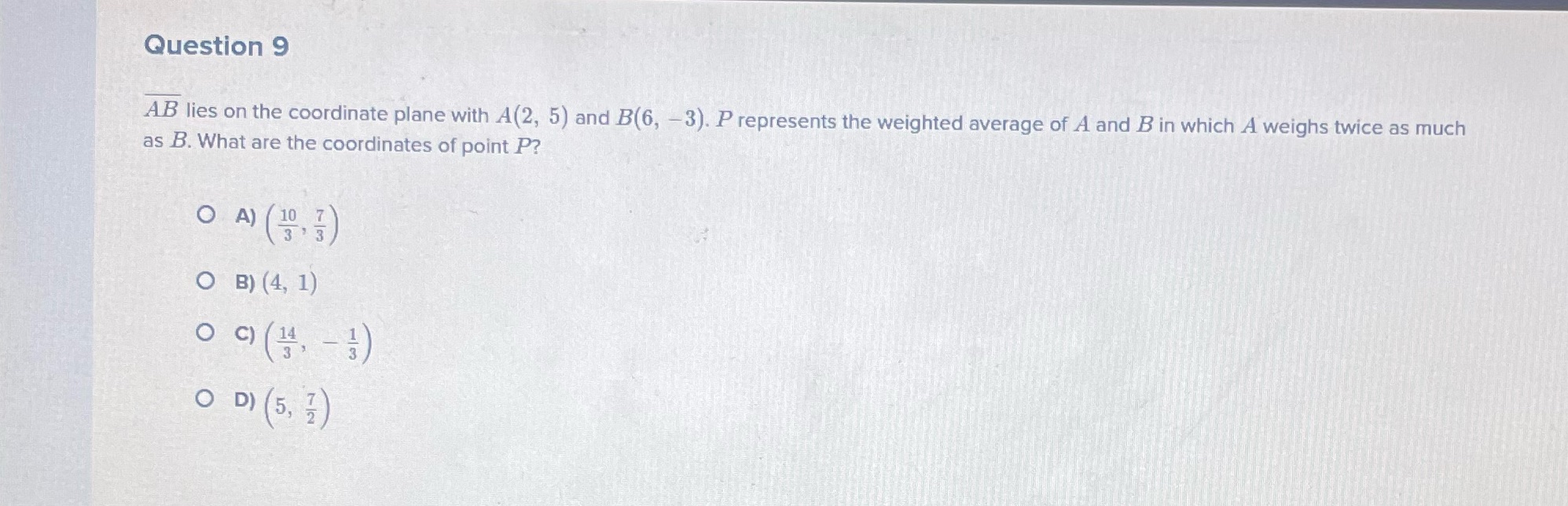 Question 9 A B lies on the coordinate plane with